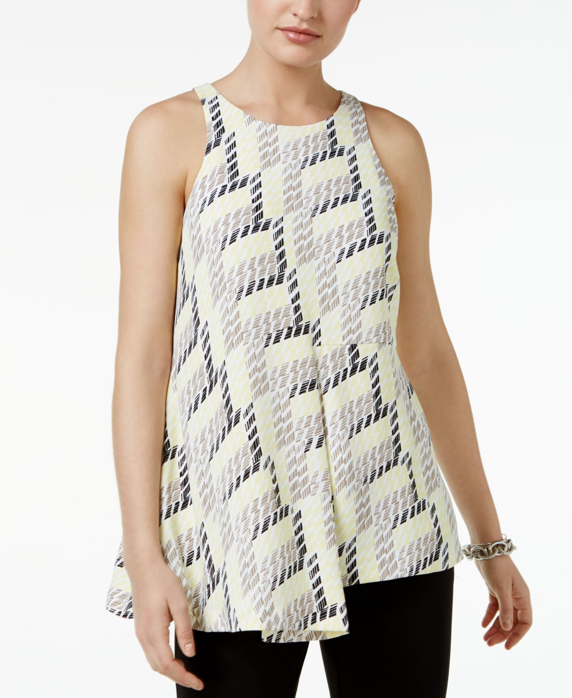 Alfani Petite Geo Print Asymmetrical Top