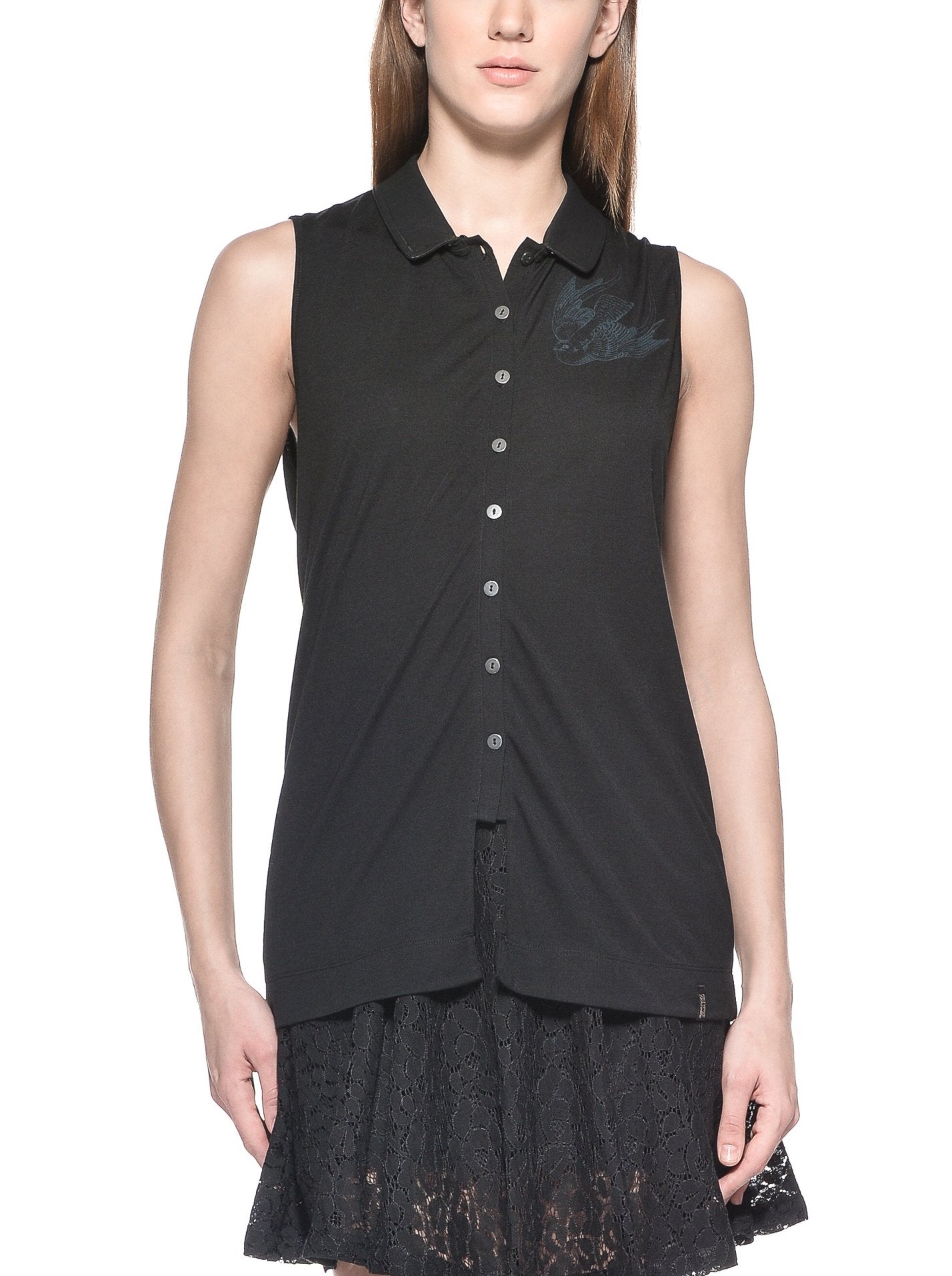 Diesel 55Dsl Womens Sleeveless Button Up Ticollar Veste