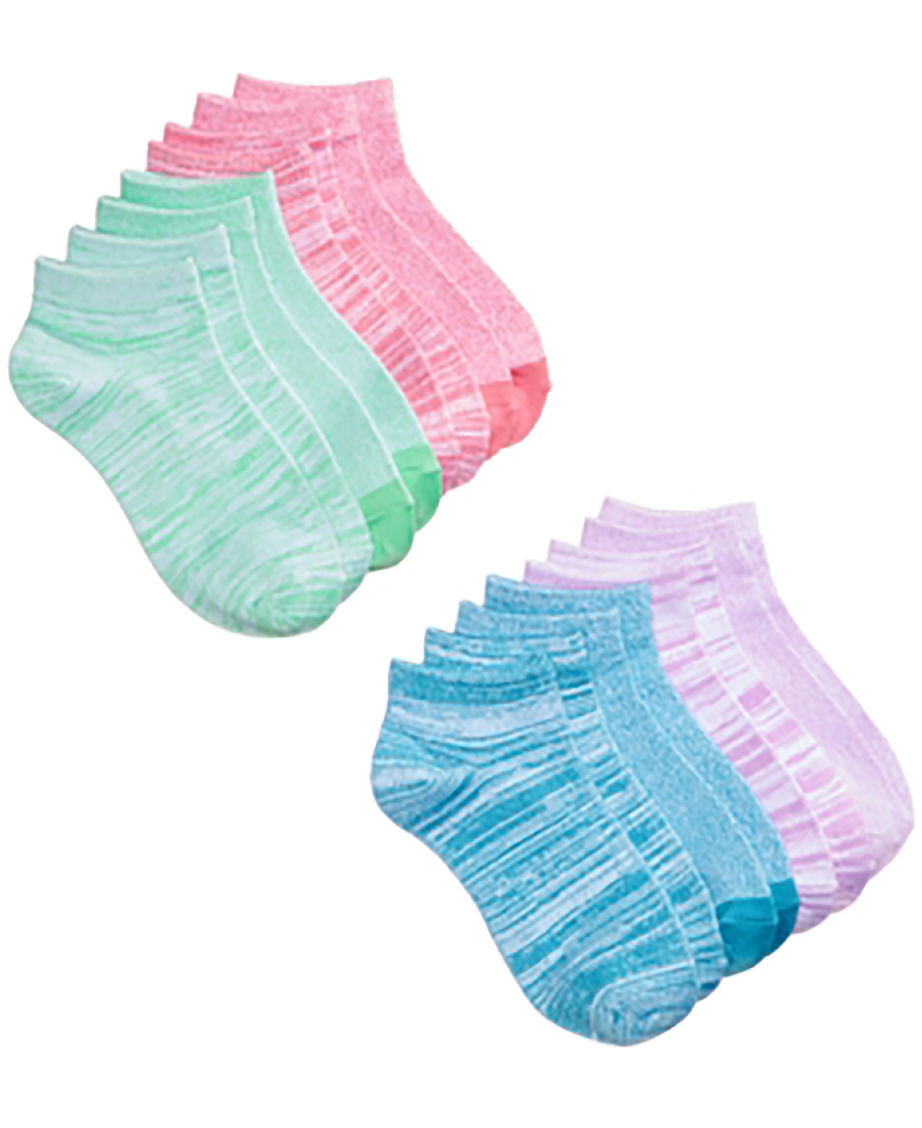 Little Girls & Big Girls Stripes & Solids No-Show Socks, 8-Pk Multi 7-8.5