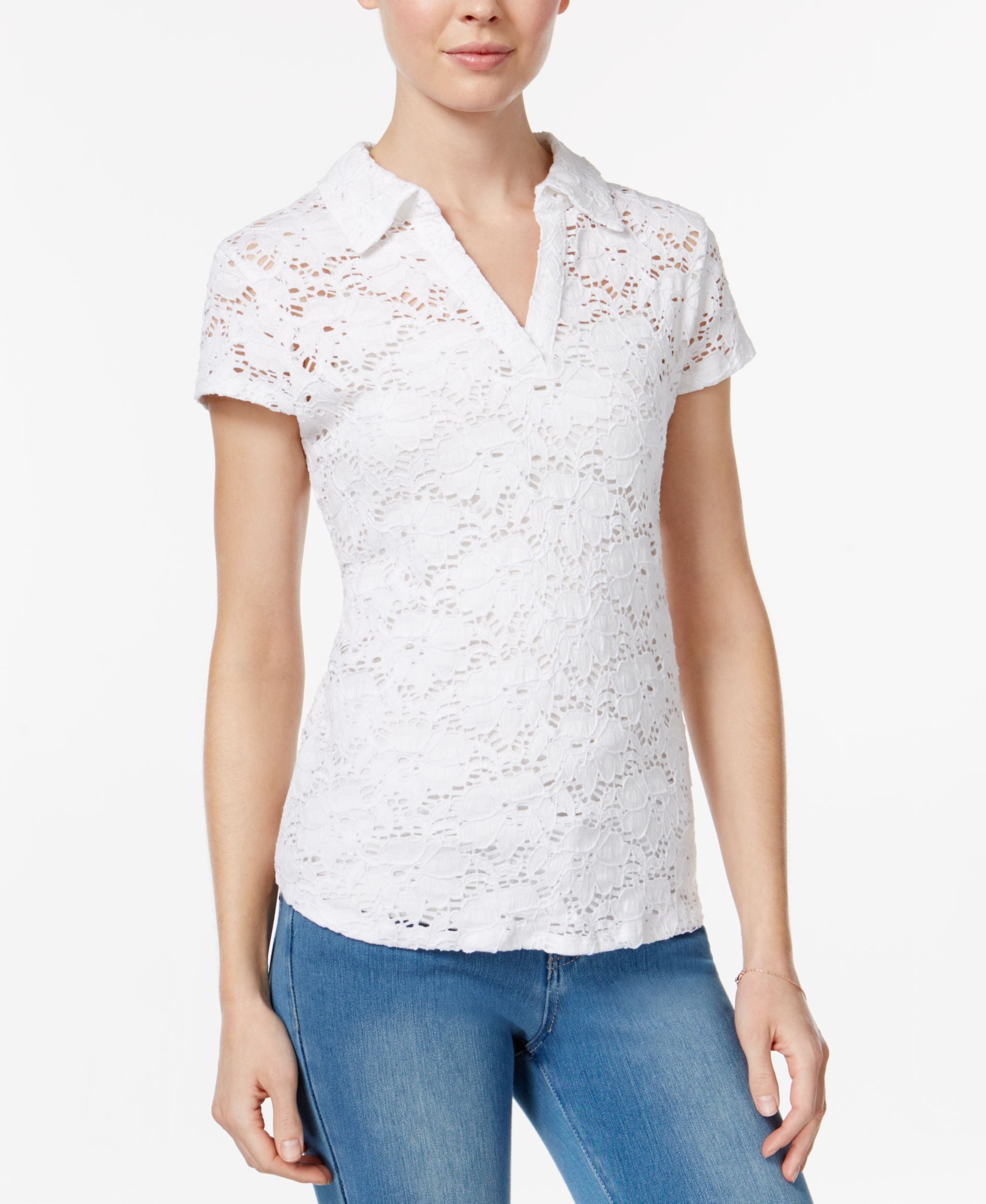 Maison Jules Crochet Lace Polo