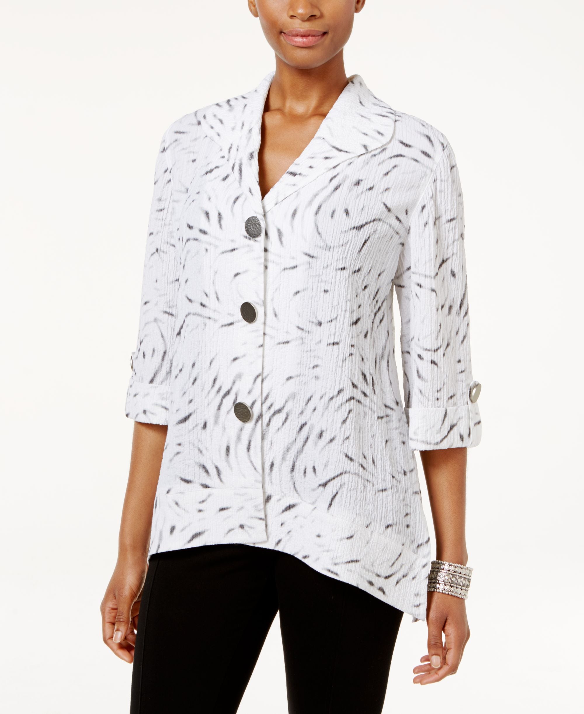 JM Collection Petite Printed Button Back Shirt