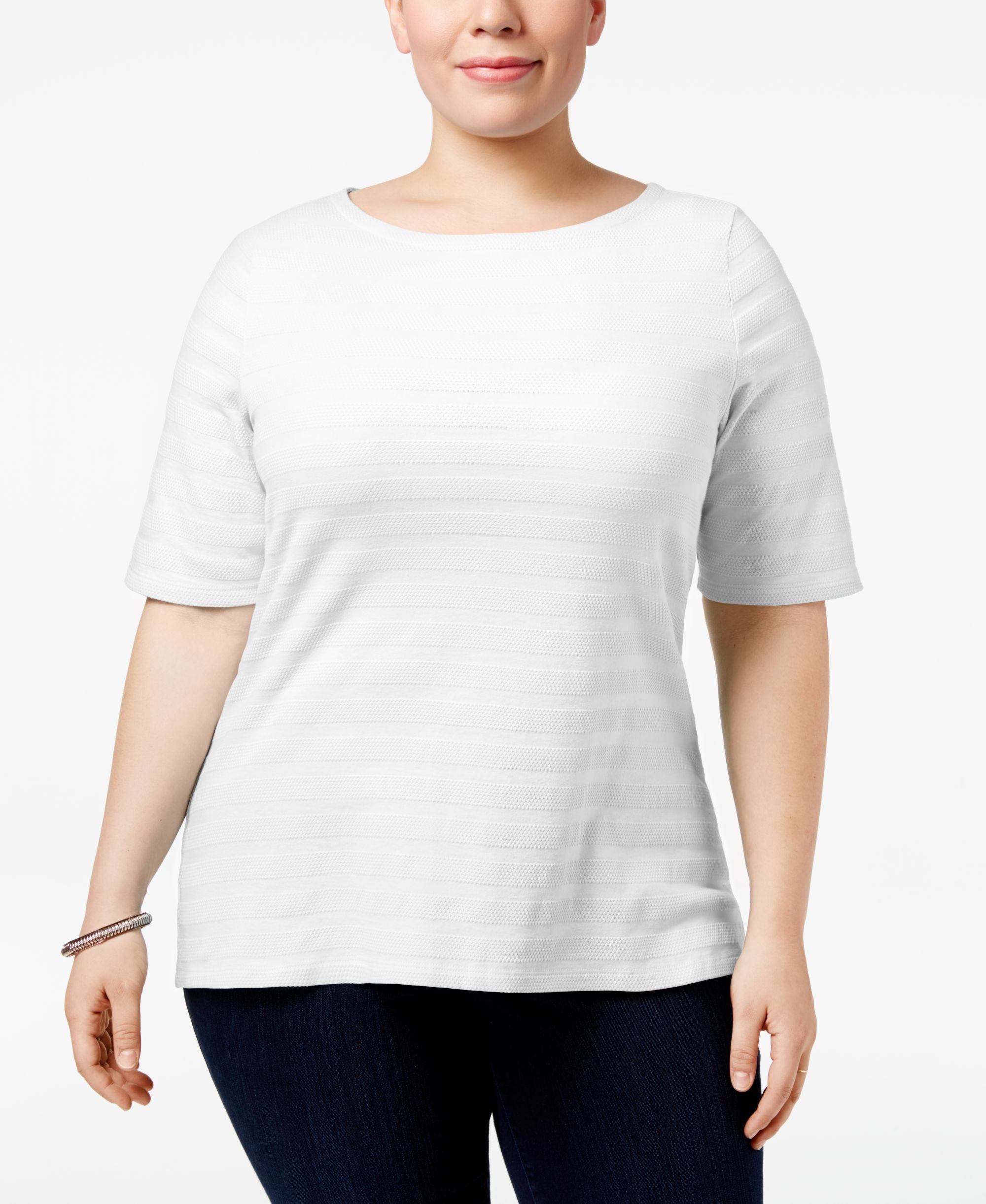 Charter Club Plus Size Cotton Textured Top