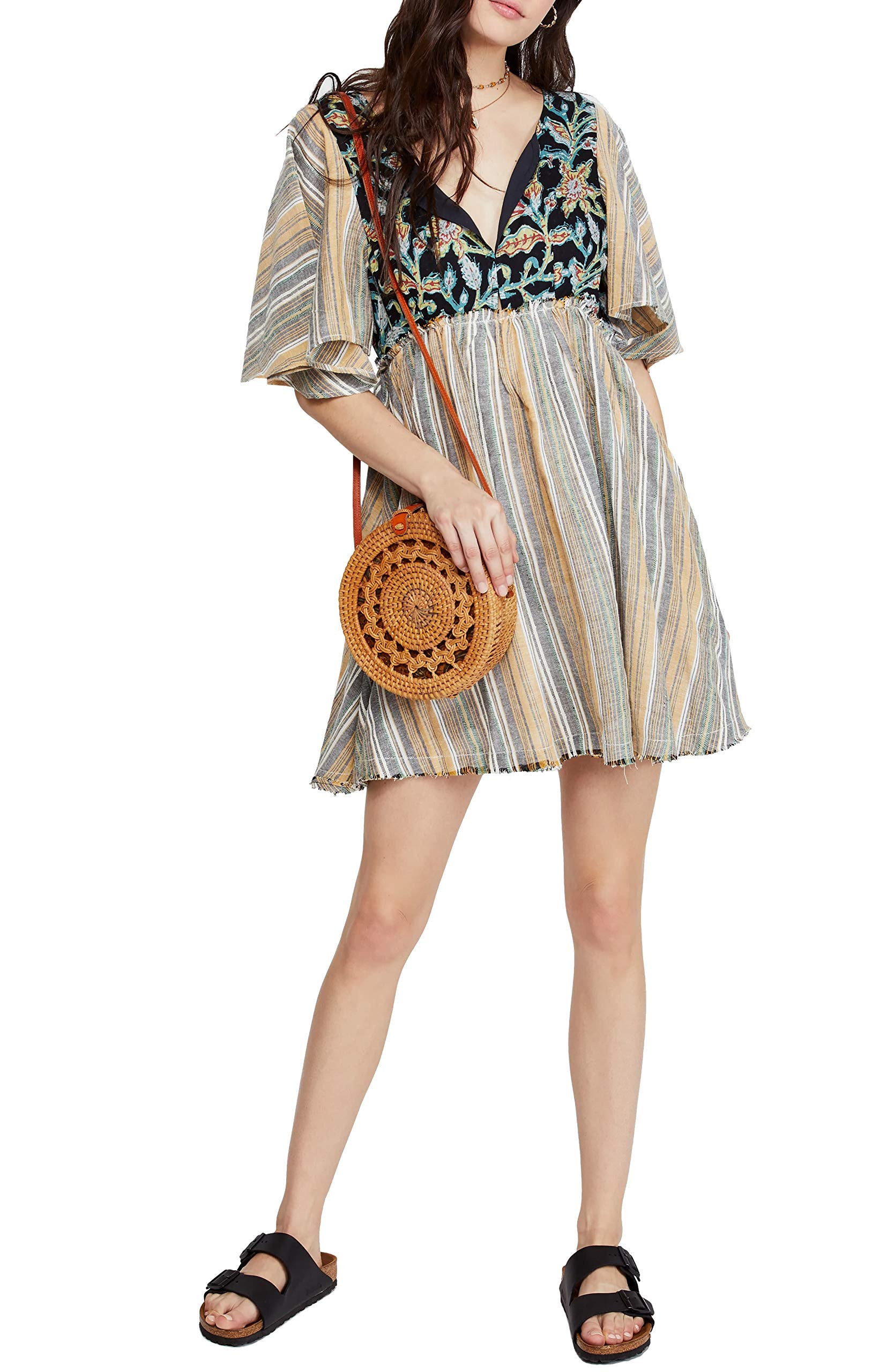 Free People Women's Under The Sun Tunic Black Combo  S