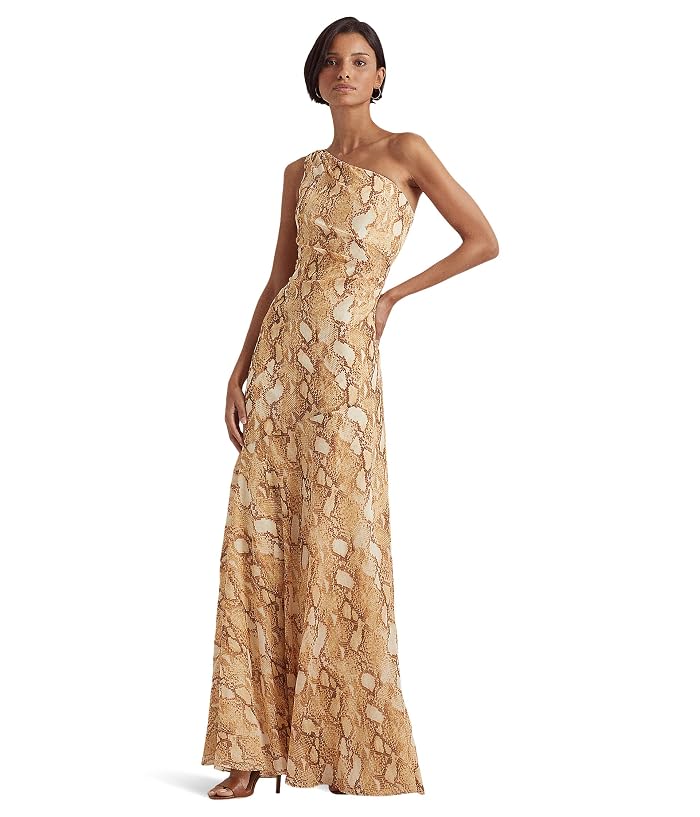 Lauren Ralph Lauren Womens Georgette Snake Print Evening Dress