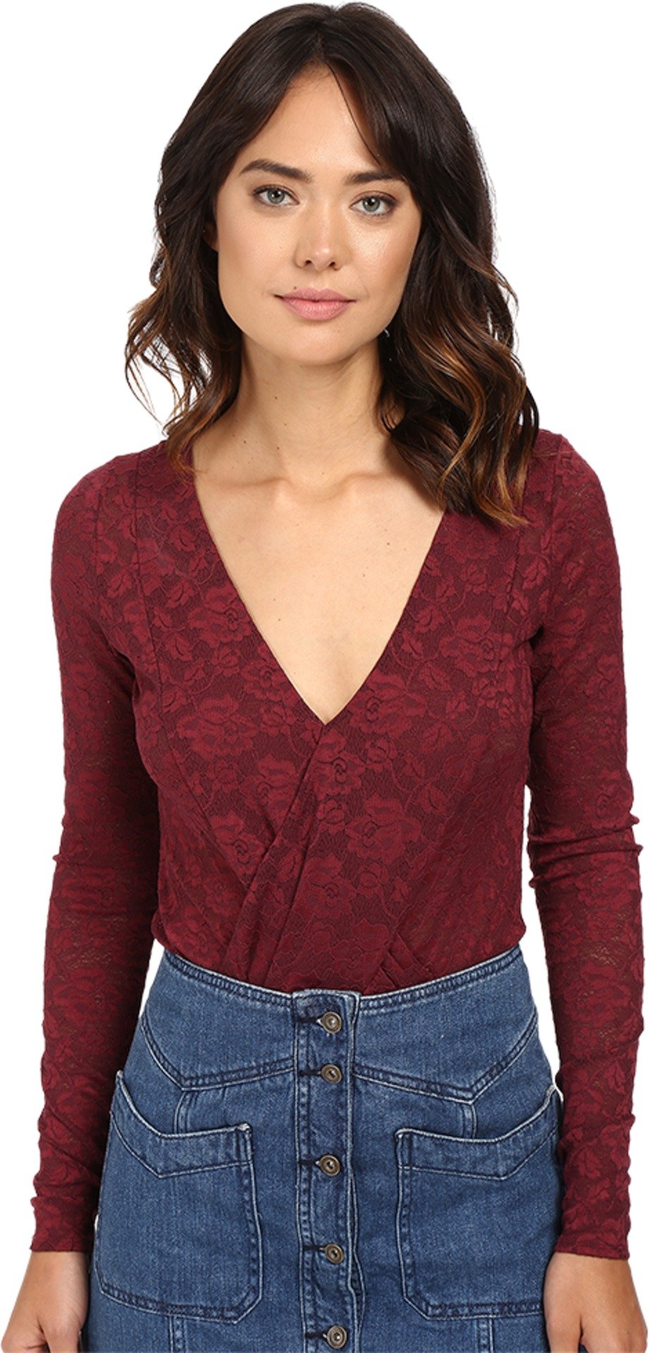 Free People Womens Sneaky Surplice Bodysuit