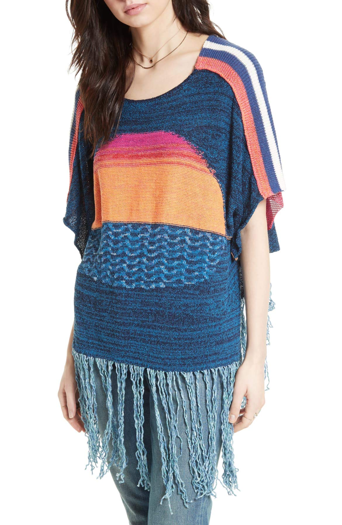 Free People Womens Sunset Fringe Sweater