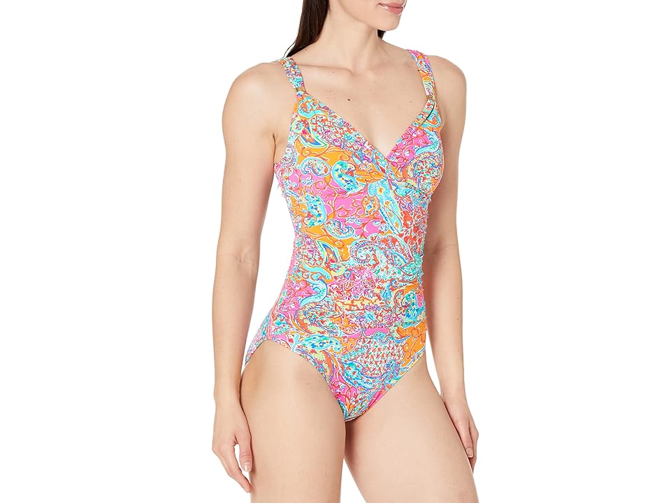Surplice Printed One-Piece Swimsuit