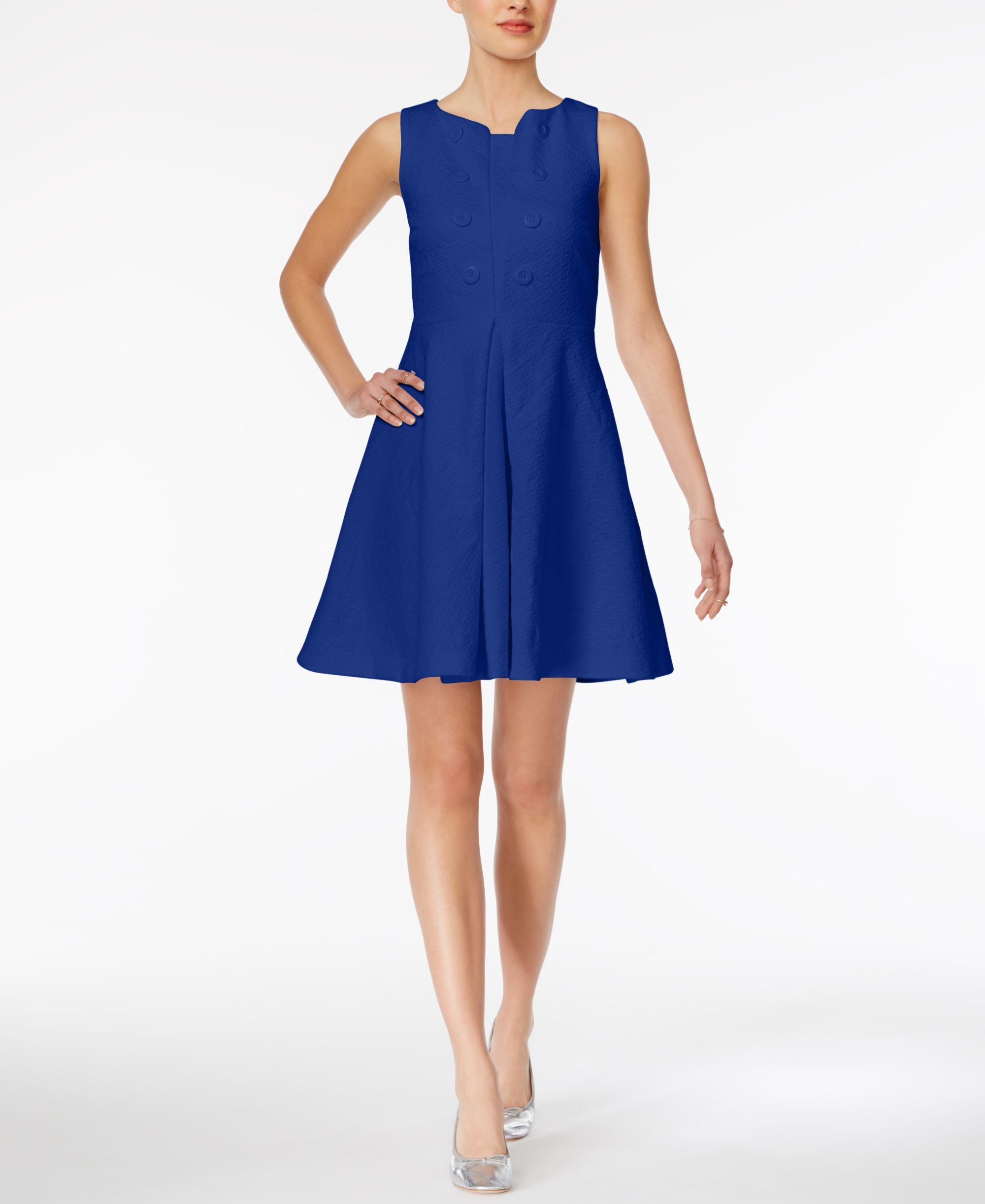 Maison Jules Embellished Jacquard Fit Flare Dress