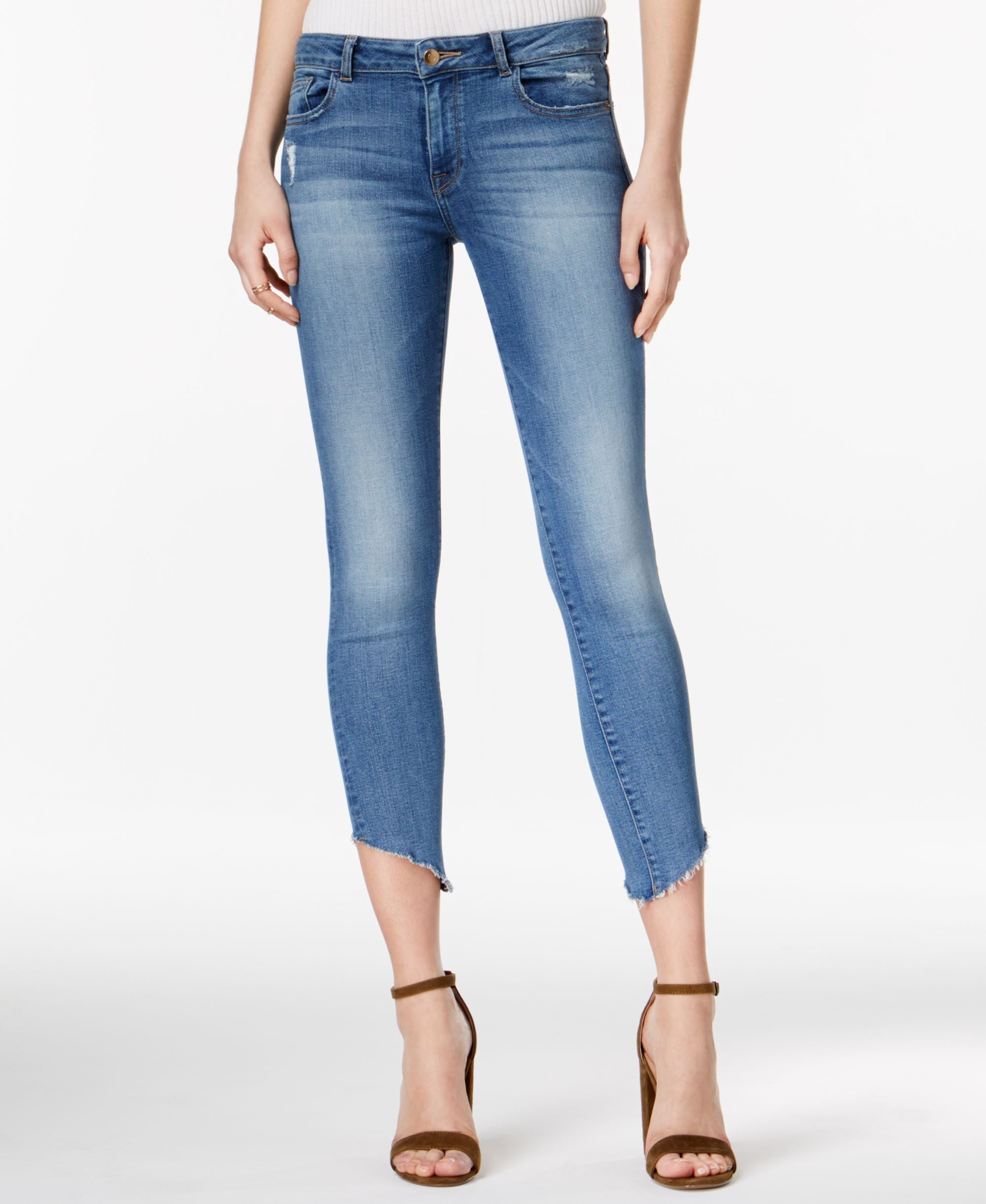 Dl 1961 Margaux Uneven Hem Acetate Wash Skinny Jeans