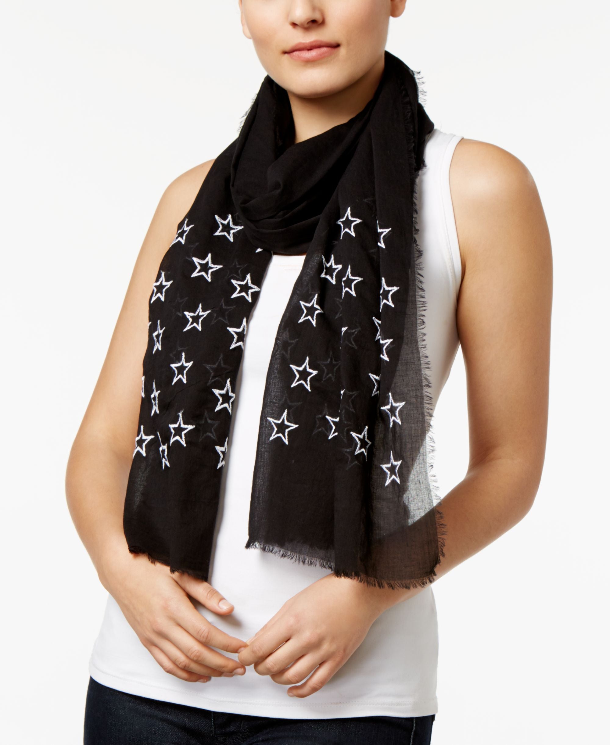 INC International Concepts Embroidered Stars Scarf