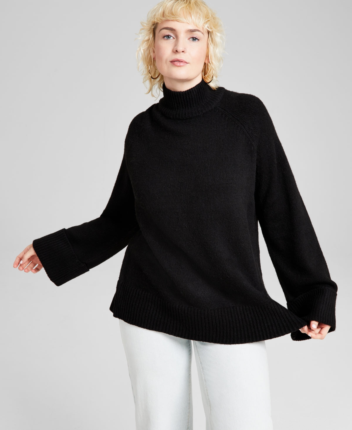 Women's Ribbed-Trim Mockneck Sweater