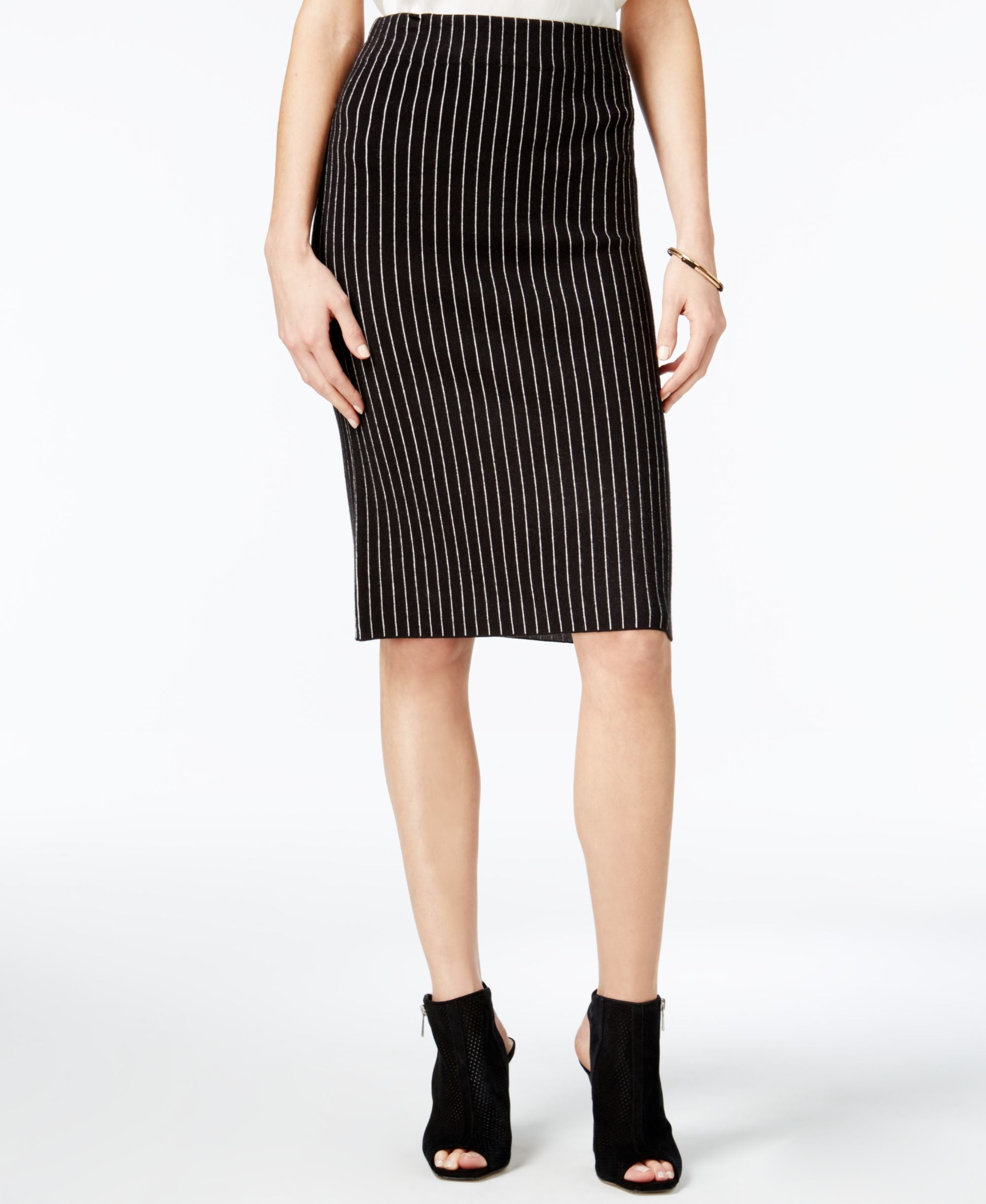 BAR III Striped Sweater Pencil Skirt