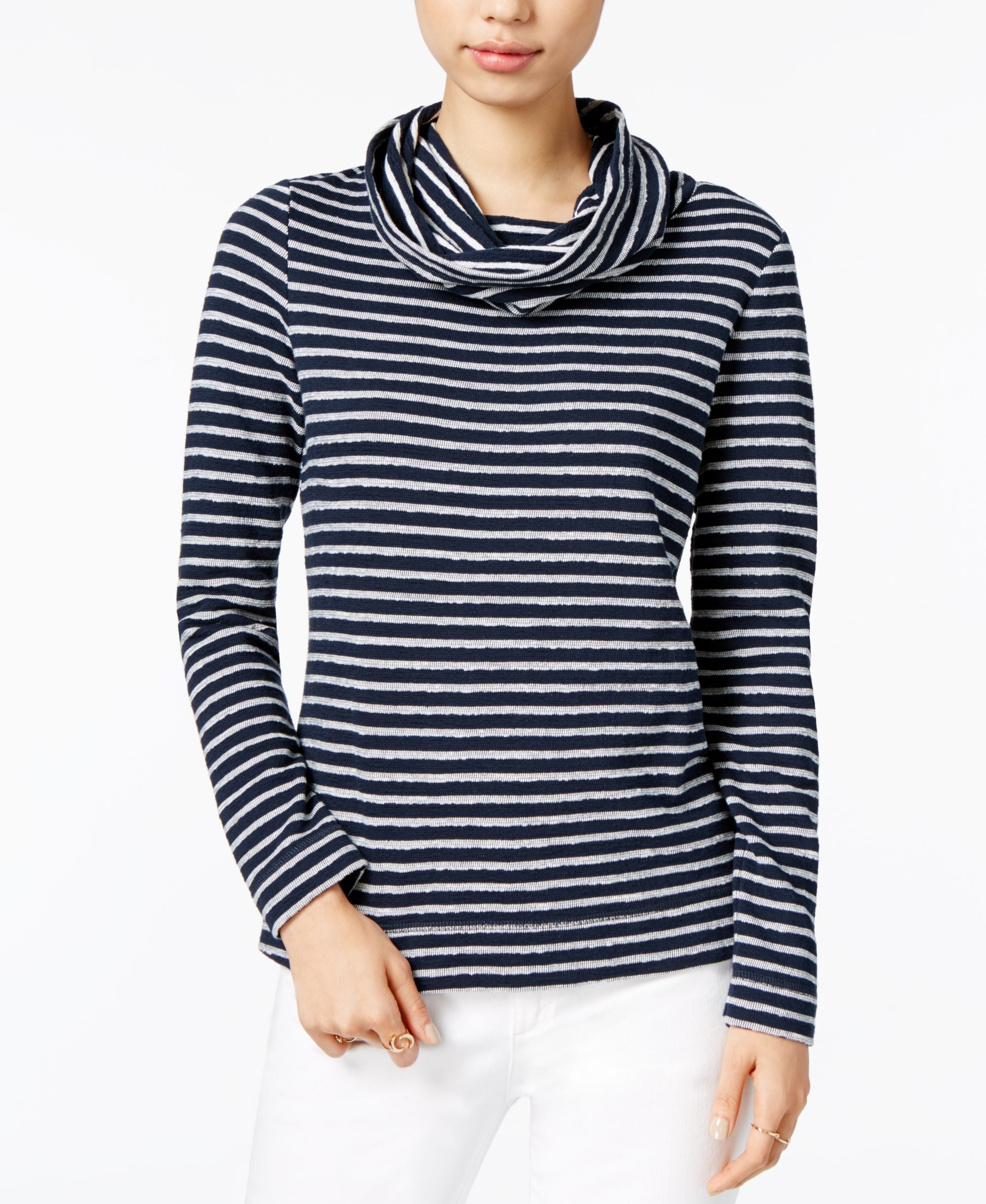 Maison Jules Striped Cowl Neck Top