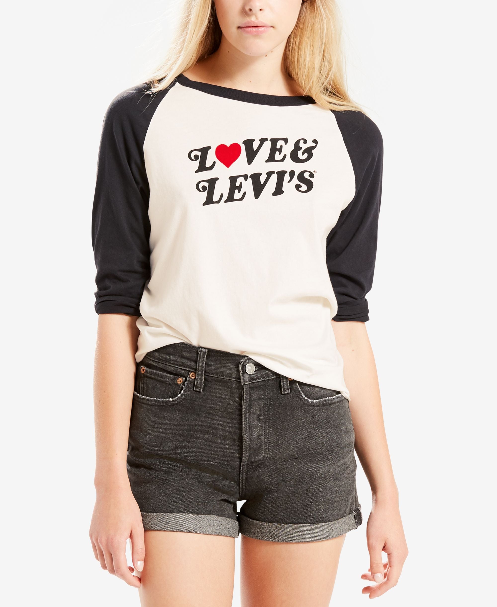 Levis Cotton Raglan Sleeve Graphic Top