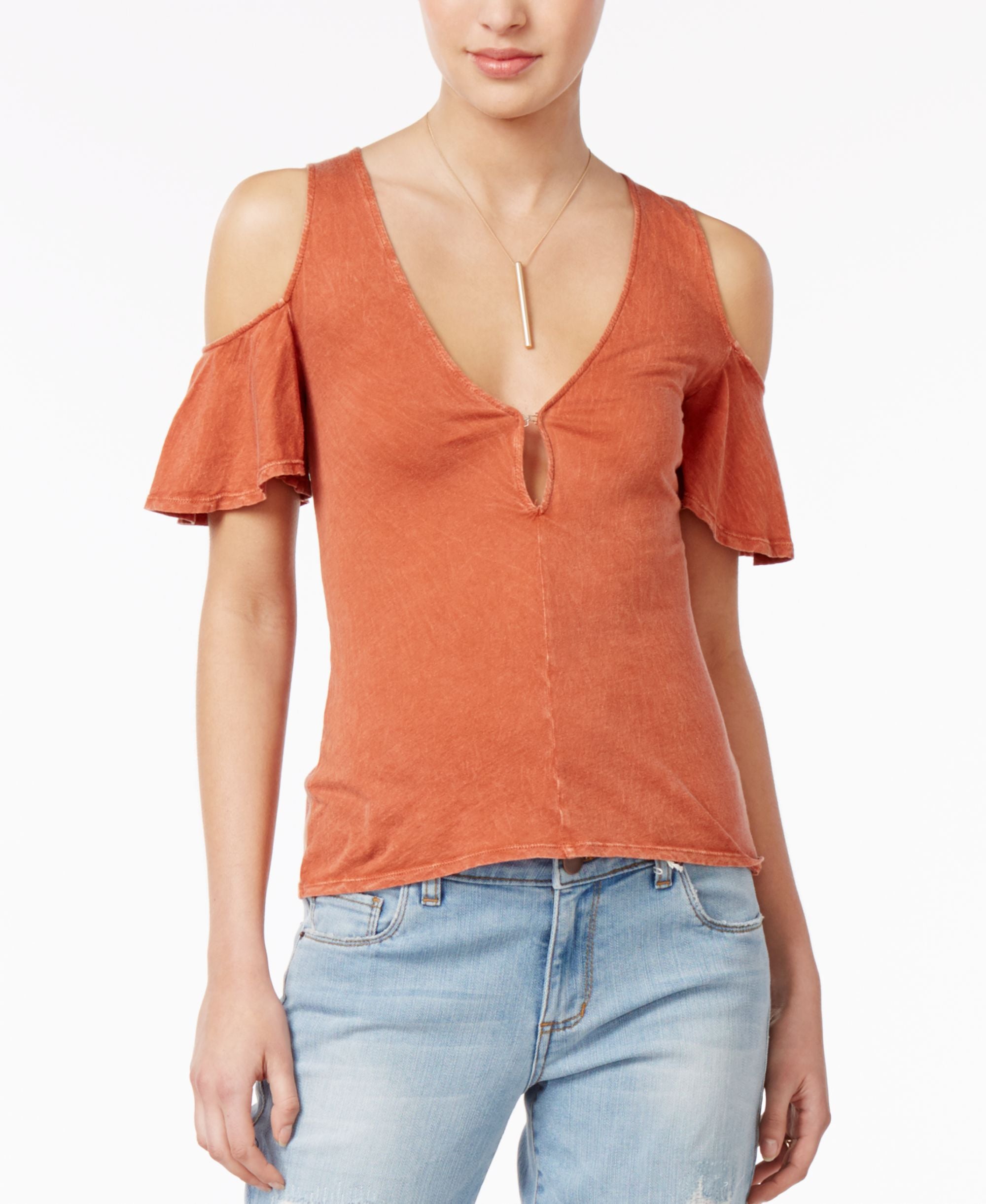 Project Social T Jet Stream Cotton Cold Shoulder Top