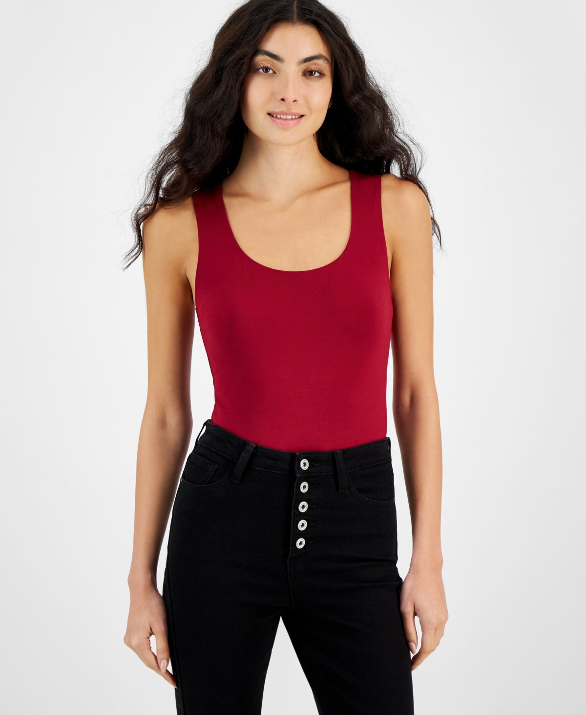 Women's Ponté-Knit Scoop-Neck Bodysuit Clay Red XL