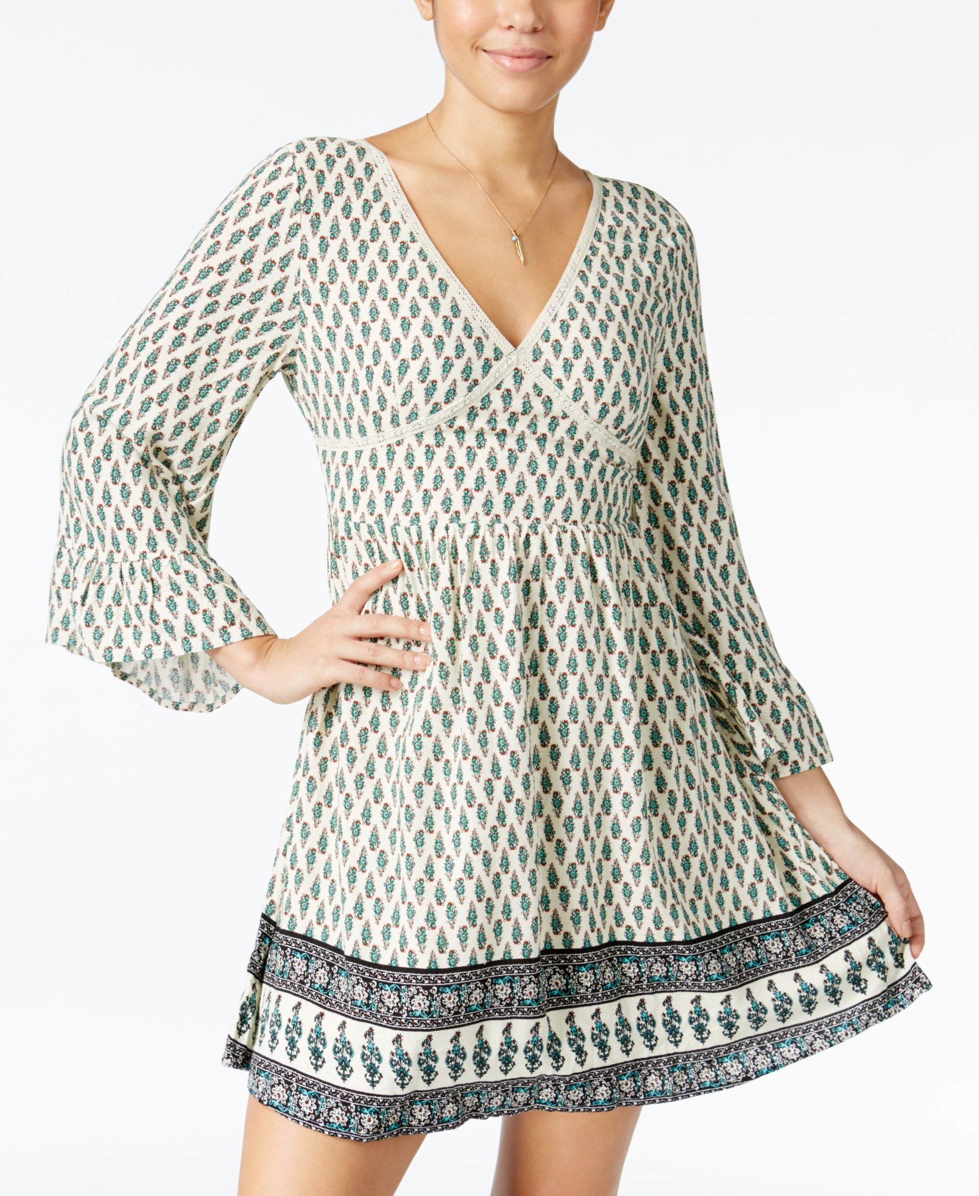 American Rag Printed Bell Sleeve Peasant Dress