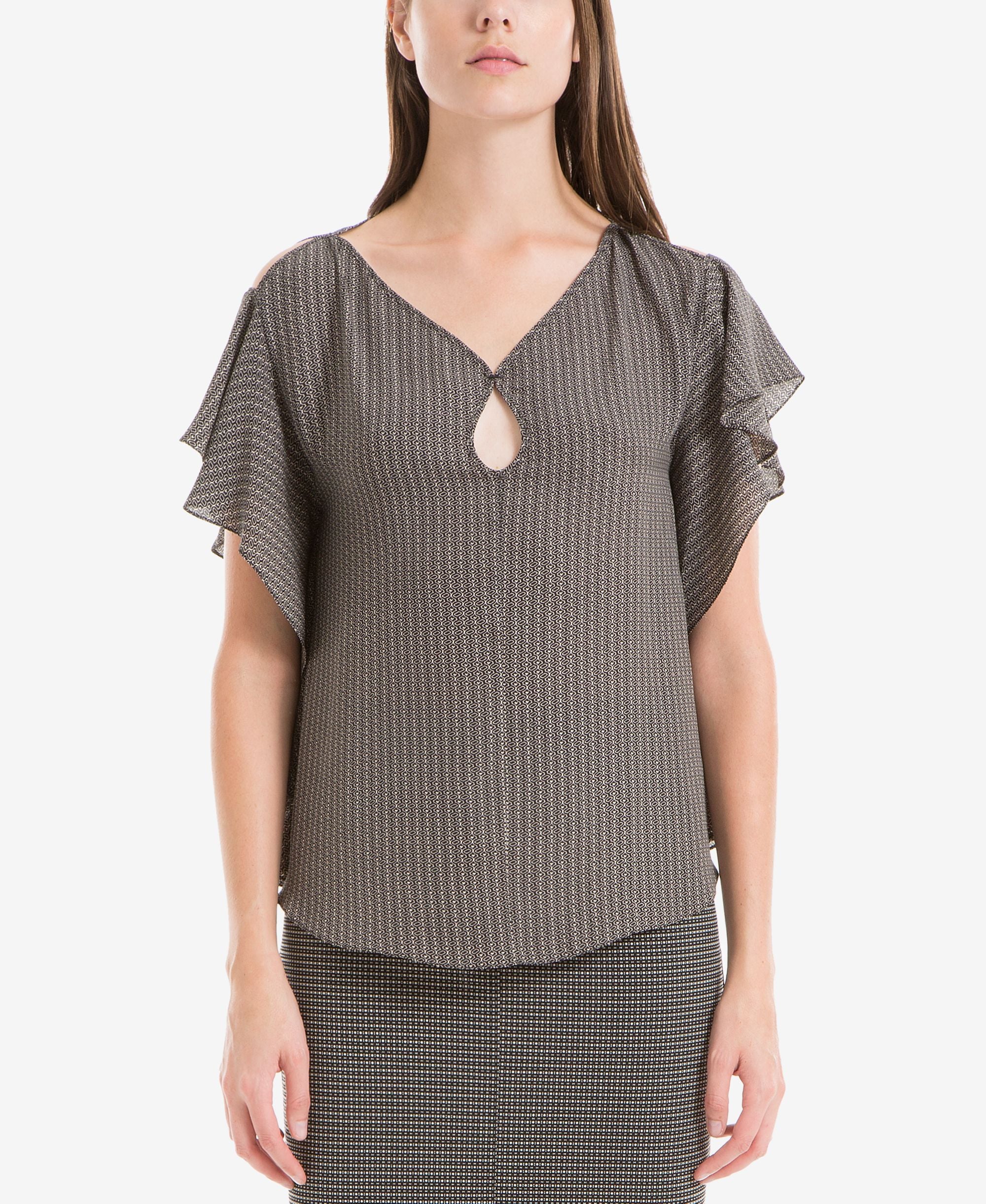Max Studio London Flutter Sleeve Keyhole Top