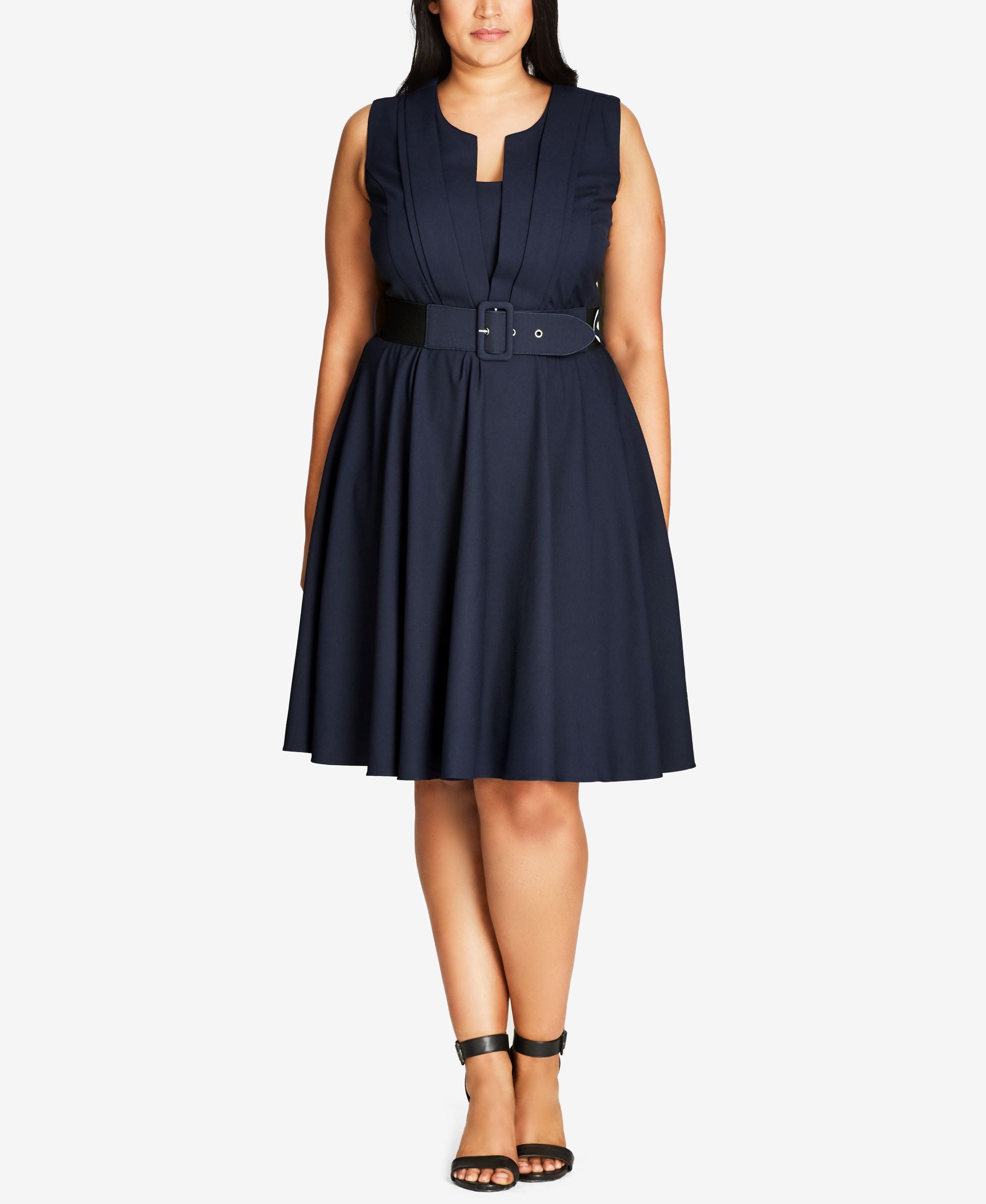 City Chic Trendy Plus Size Pleated A Line Dress
