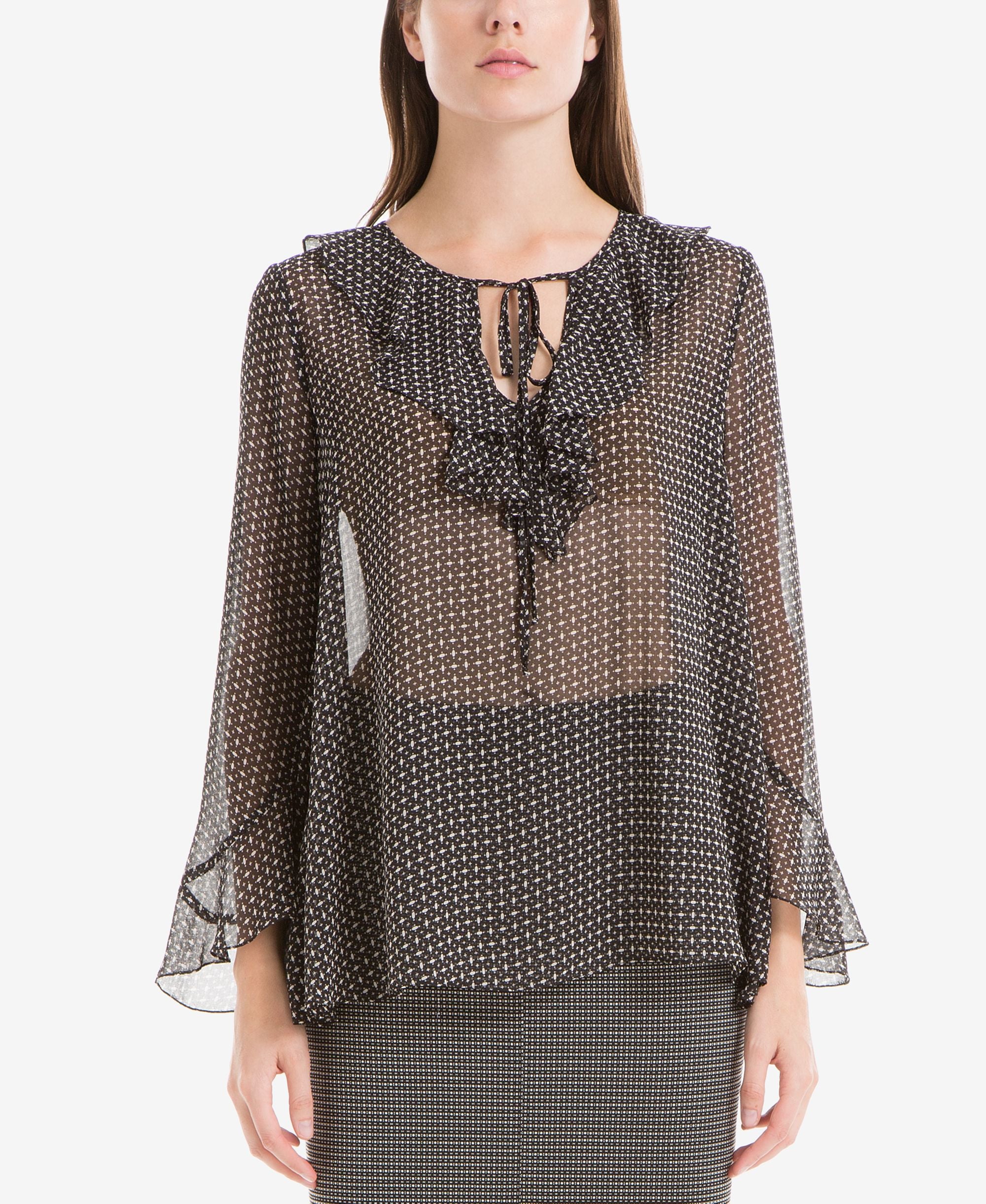 Max Studio London Printed Ruffle Top