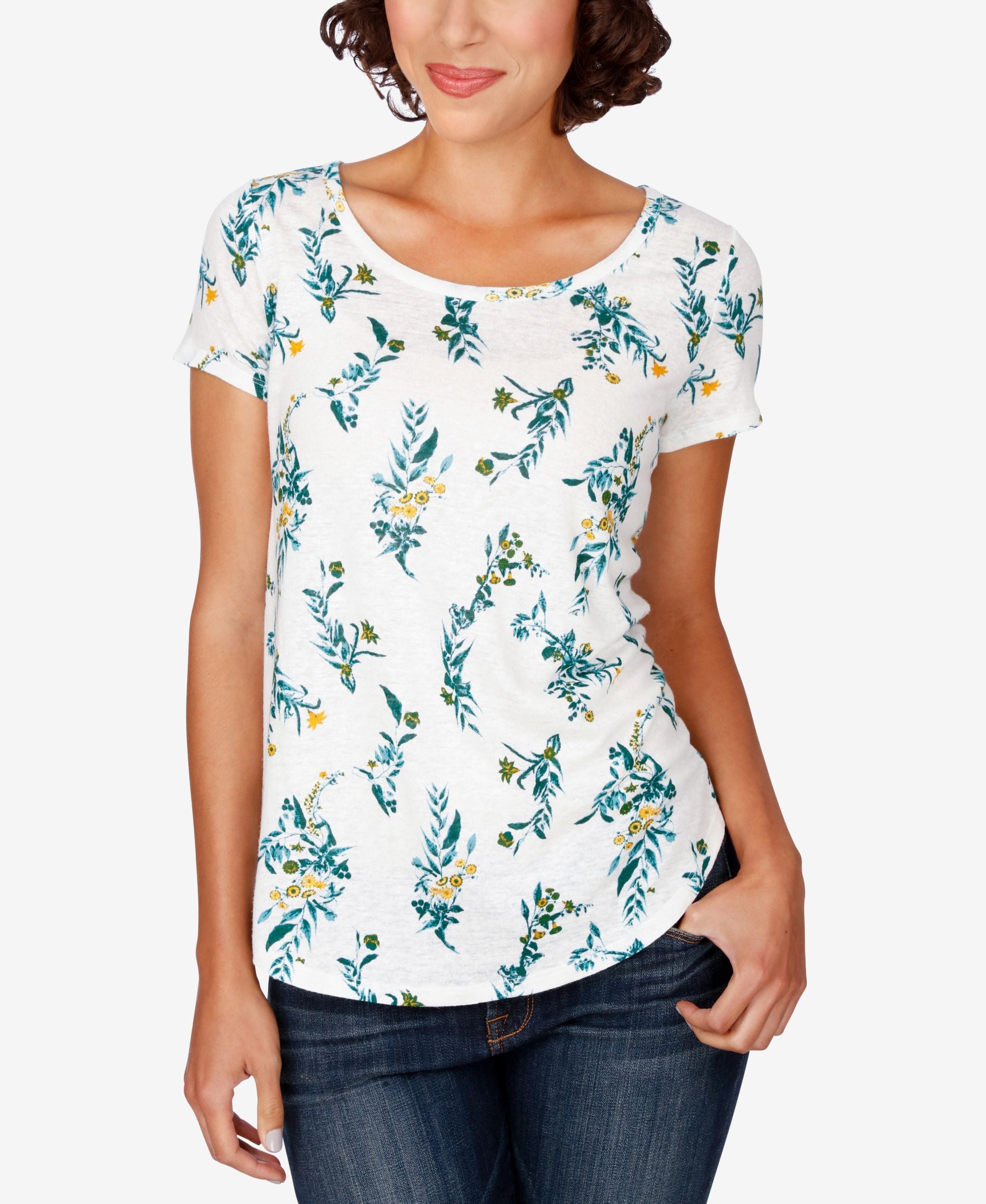Lucky Brand Floral Vines Printed T-Shirt
