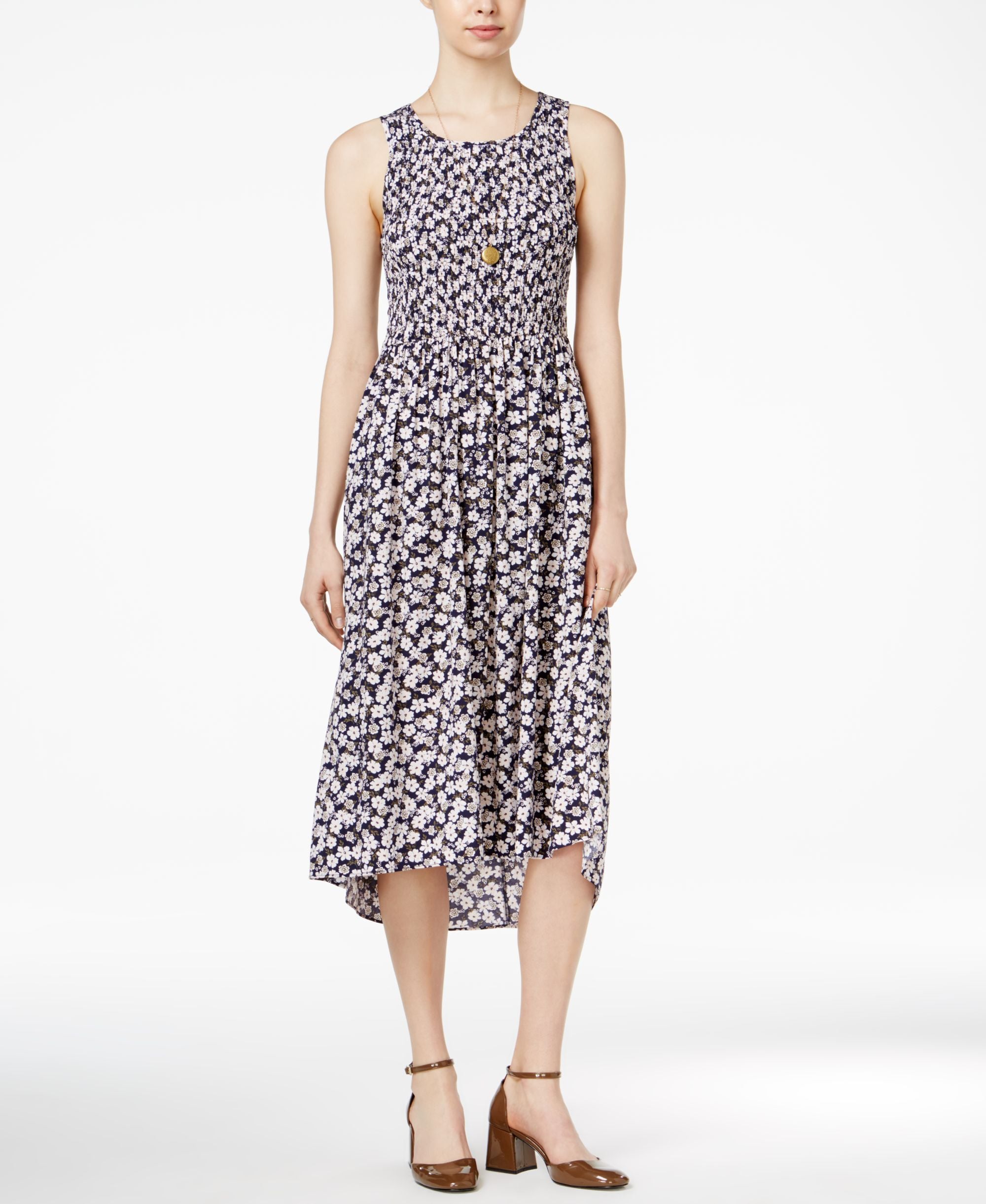 Maison Jules Printed Smocked Dress