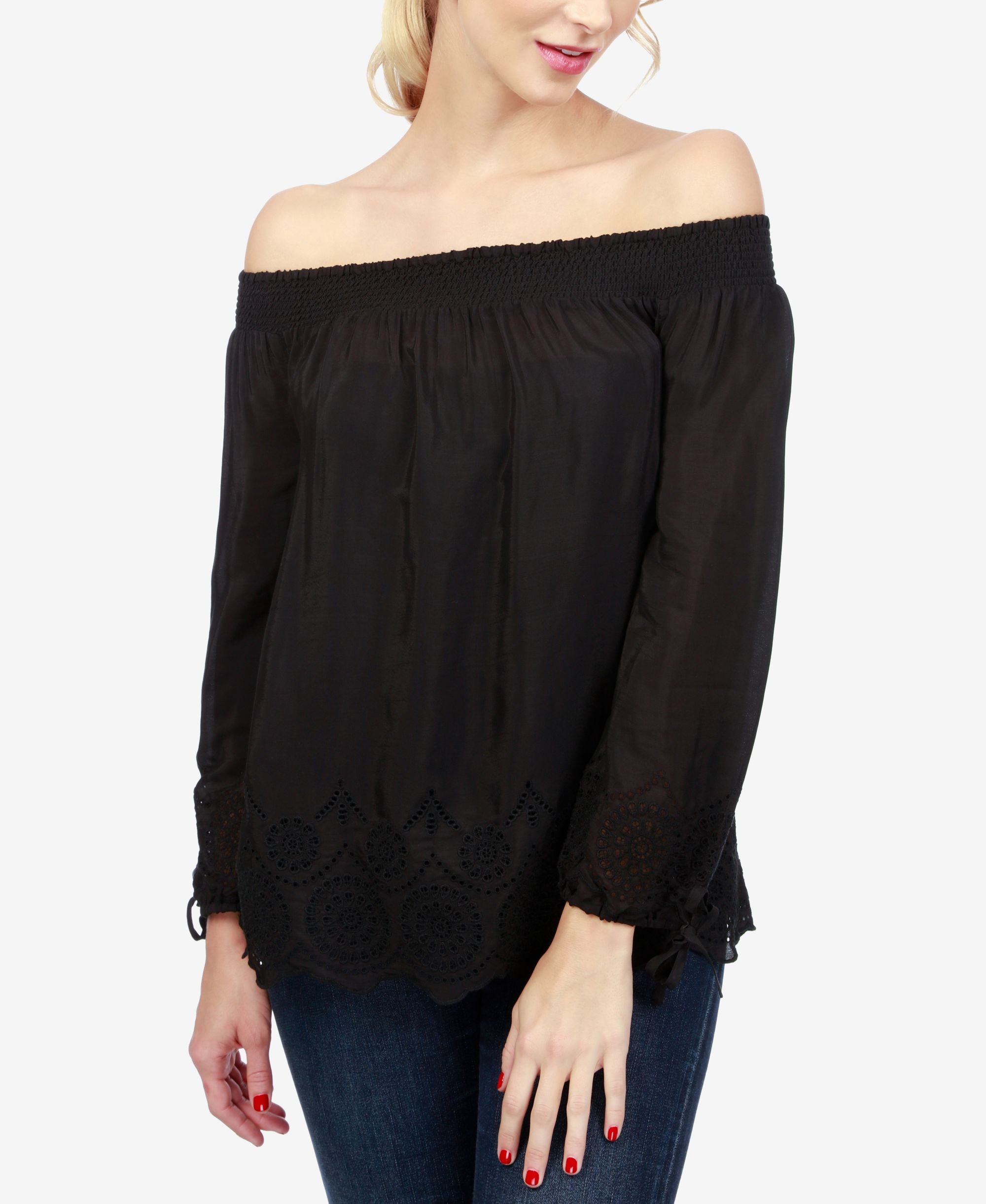 Lucky Brand Eyelet Trim Off The Shoulder Top