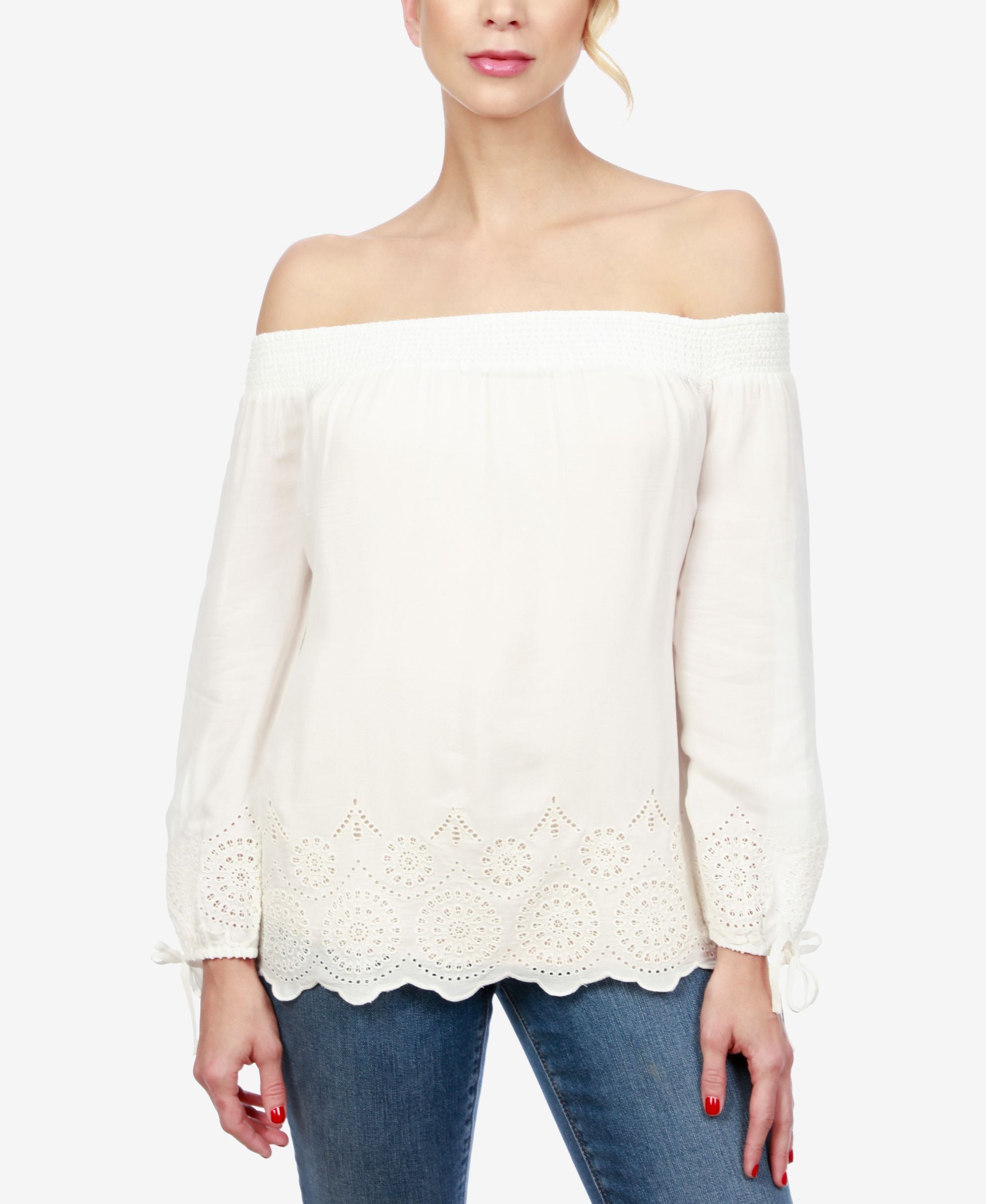 Lucky Brand Eyelet Trim Off The Shoulder Top