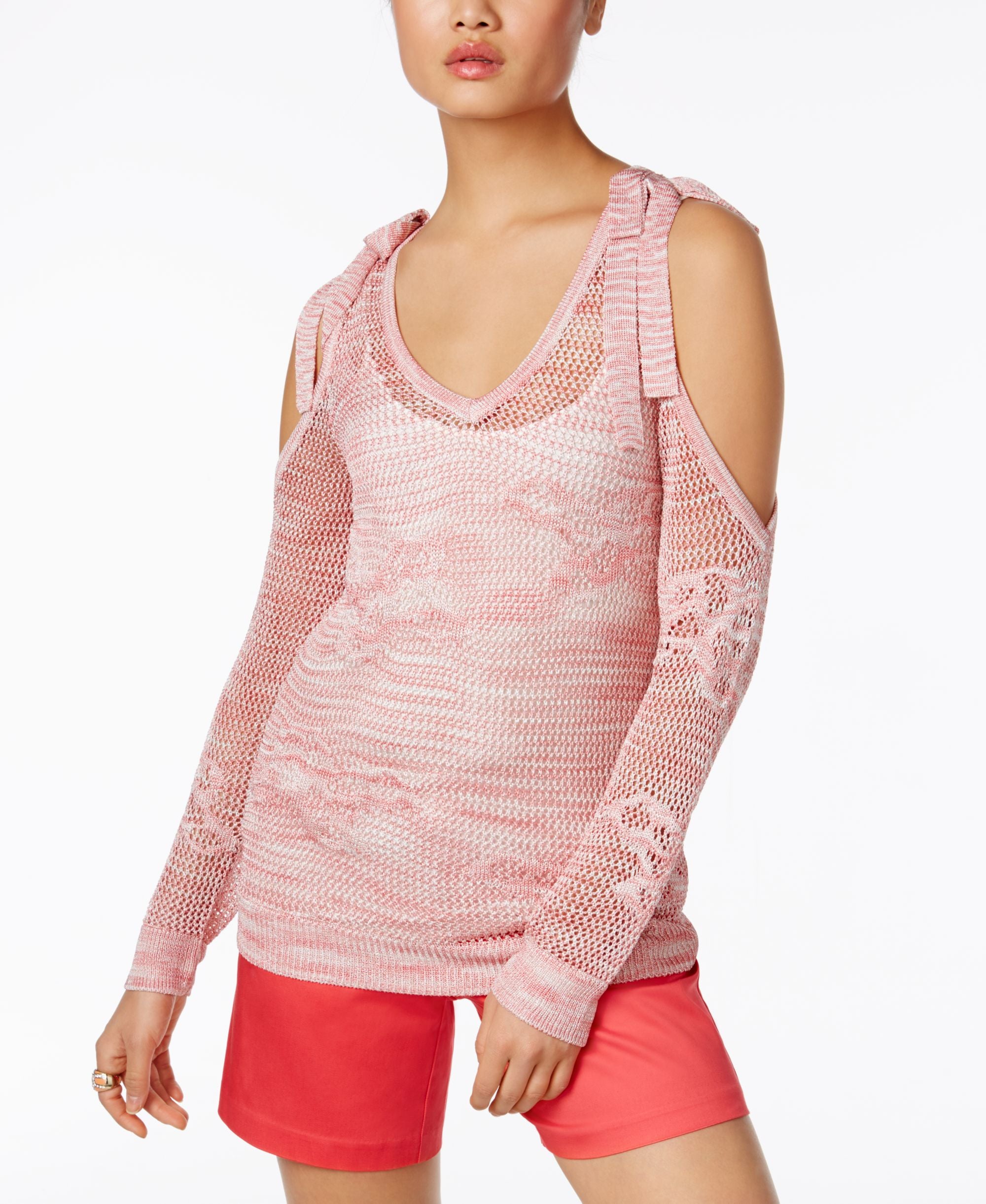 INC International Concepts Sheer Cold Shoulder Sweater