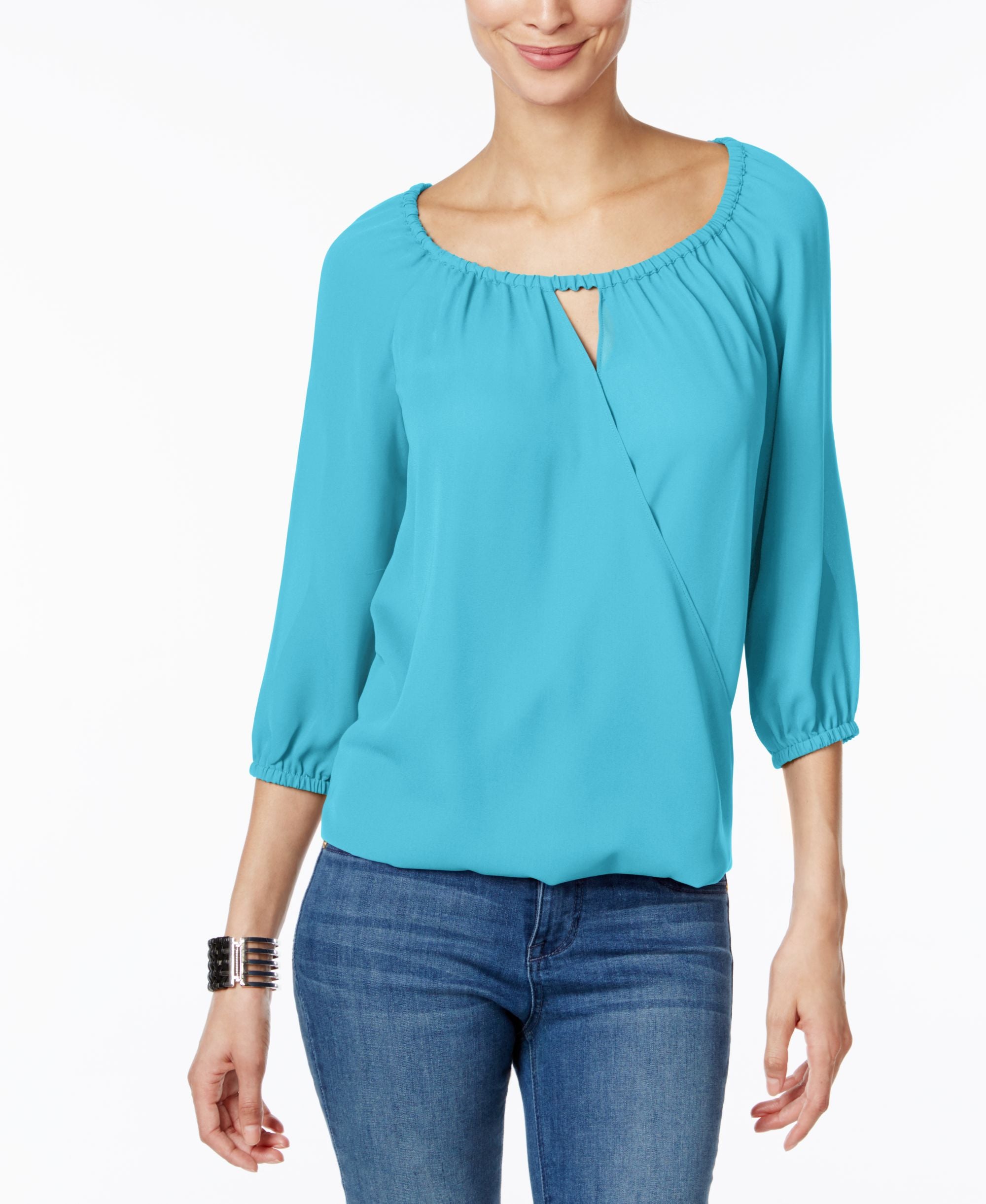 INC International Concepts Surplice Keyhole Blouse