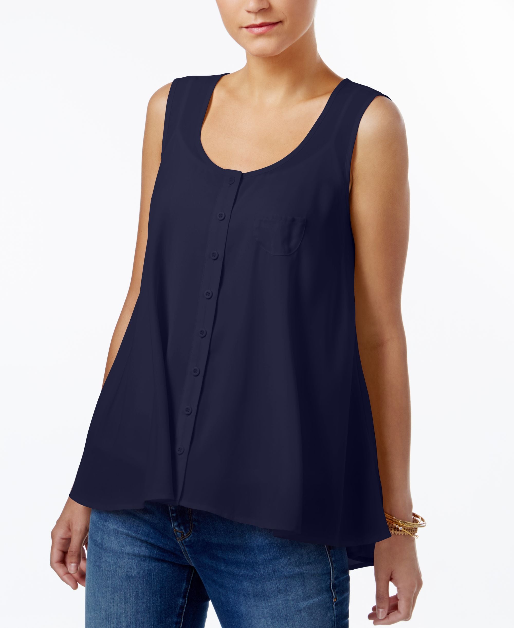 Style & Co Petite Button Front Blouse