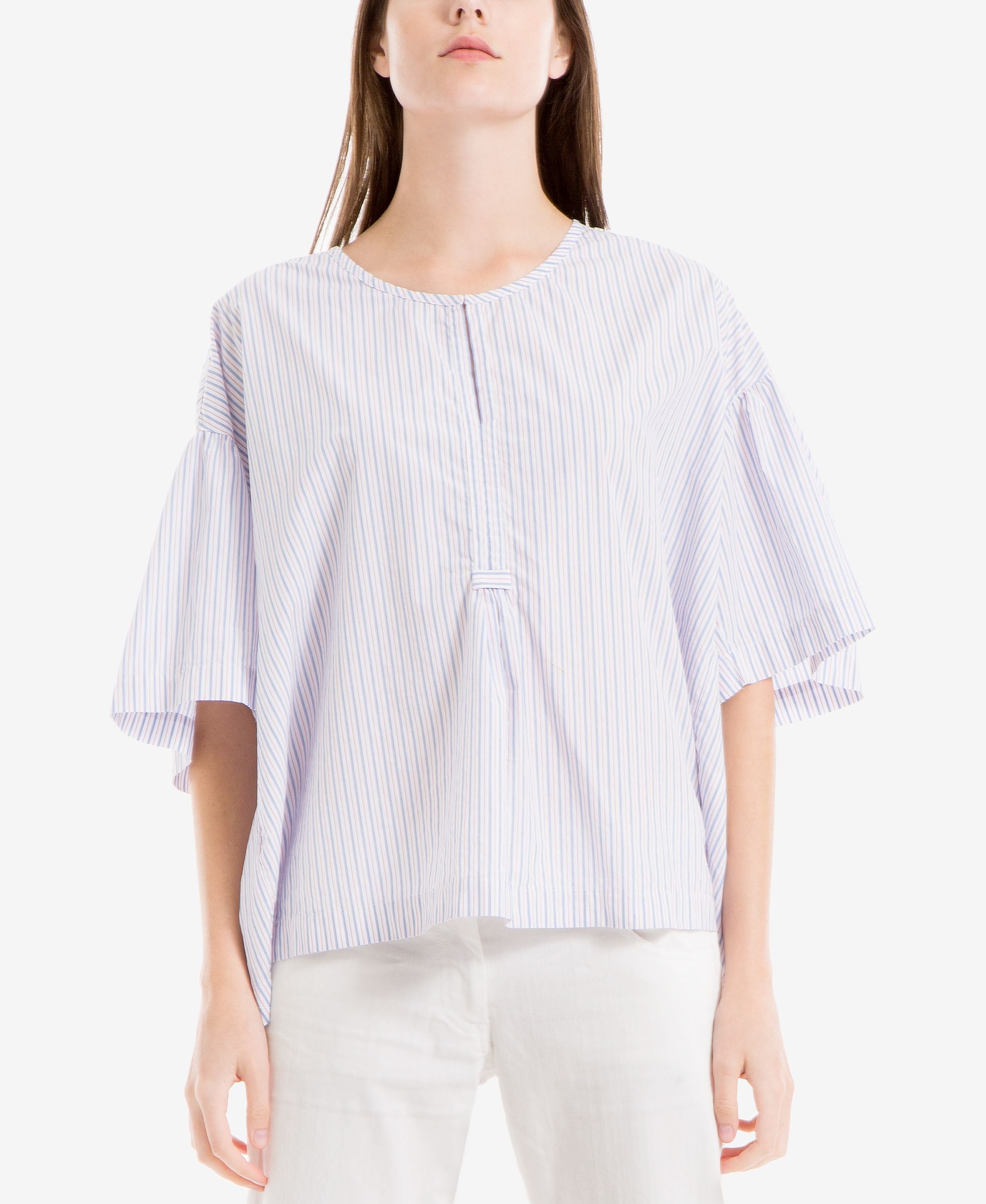 Max Studio London Cotton Striped Boxy Top