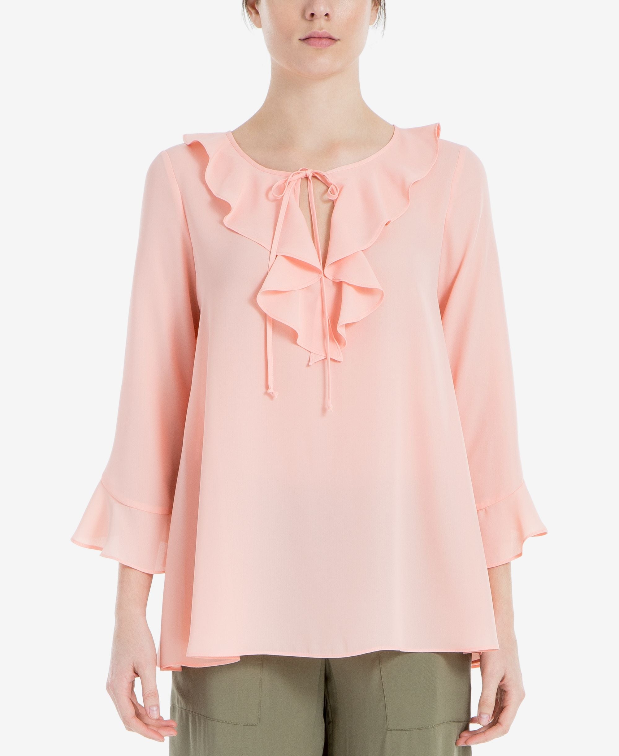 Max Studio London Ruffled Three Quarter Sleeve Blouse