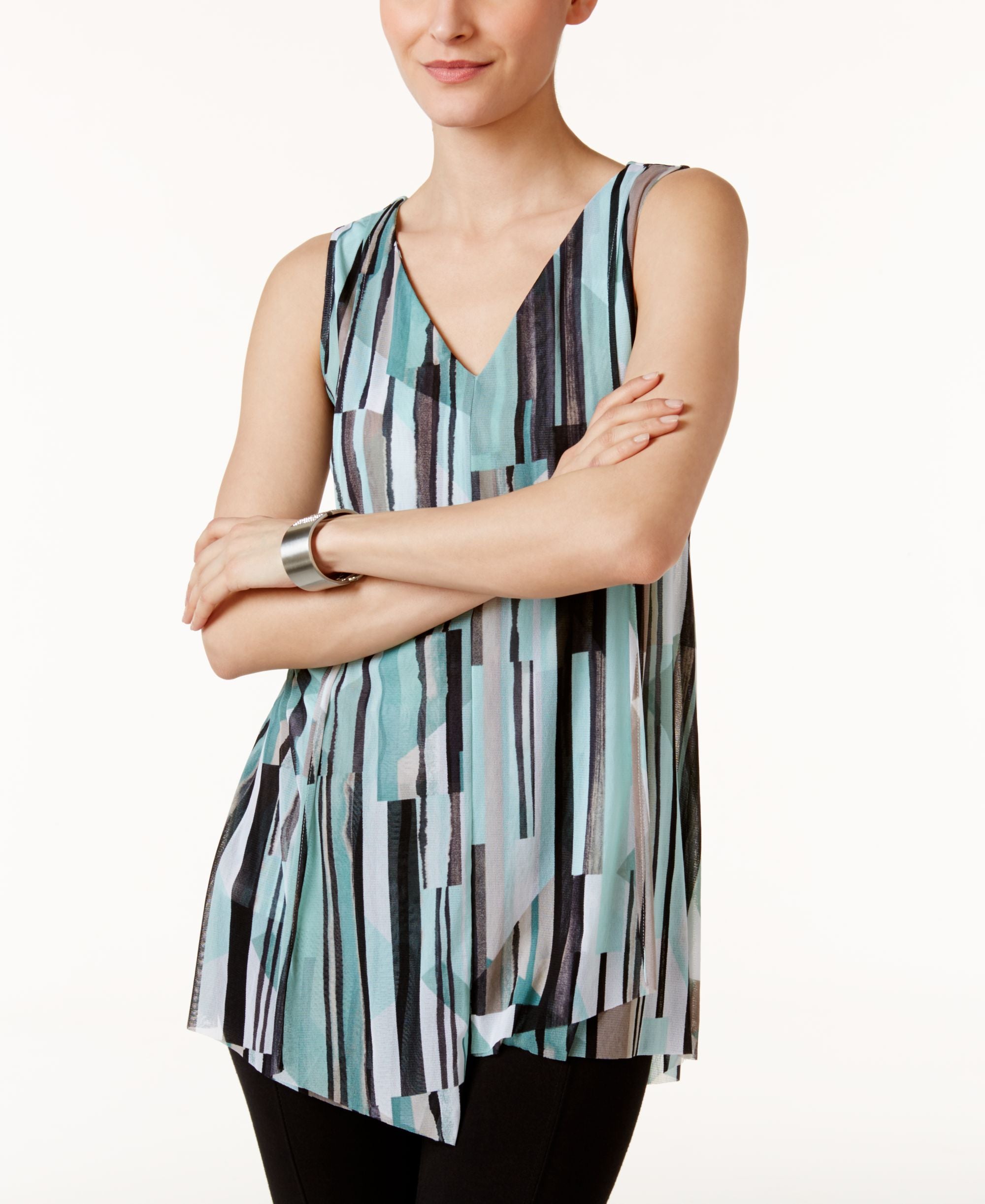 Alfani Petite Printed Asymmetrical Top