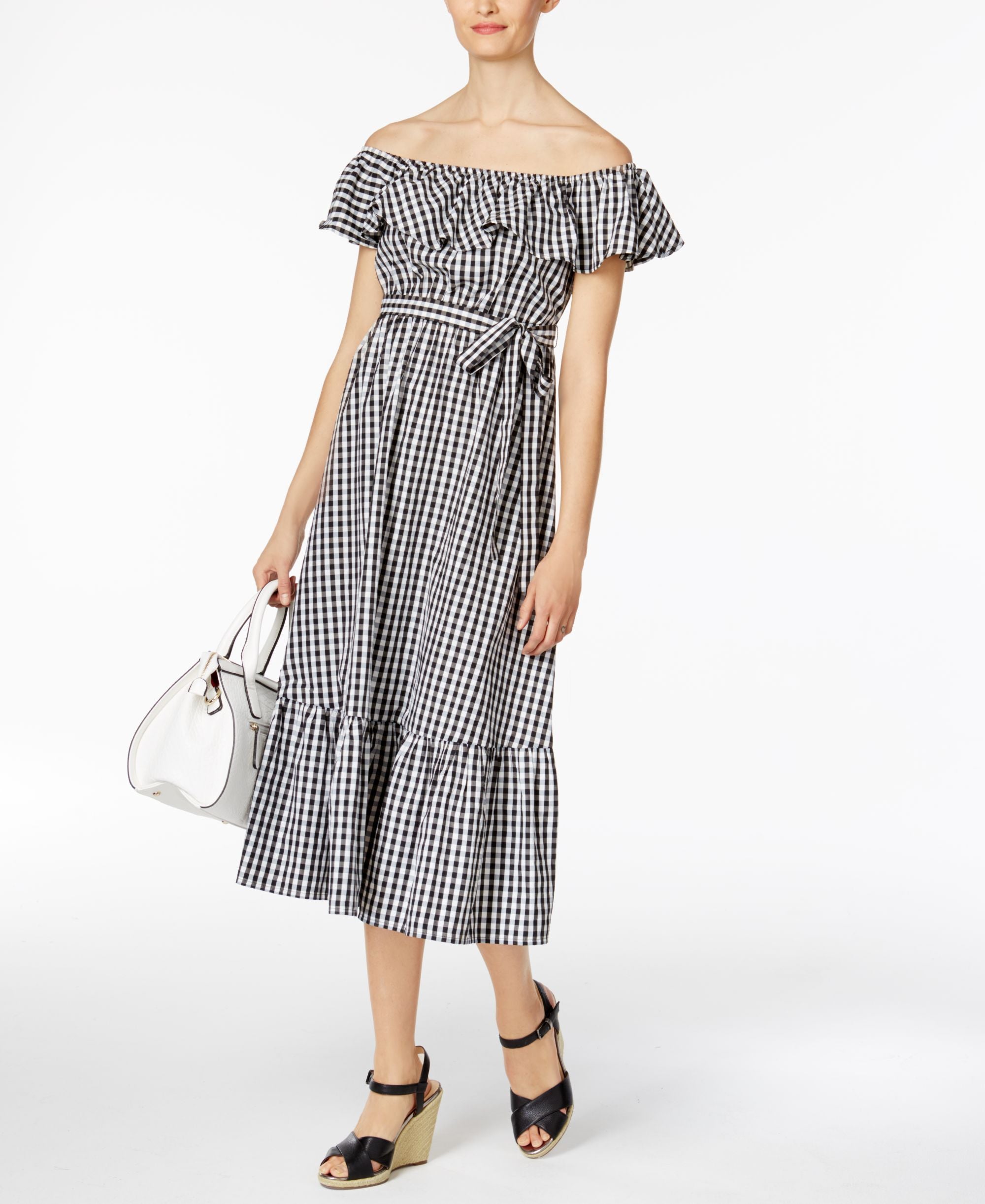 Olivia & Grace Cotton Off-The-Shoulder Midi Dress