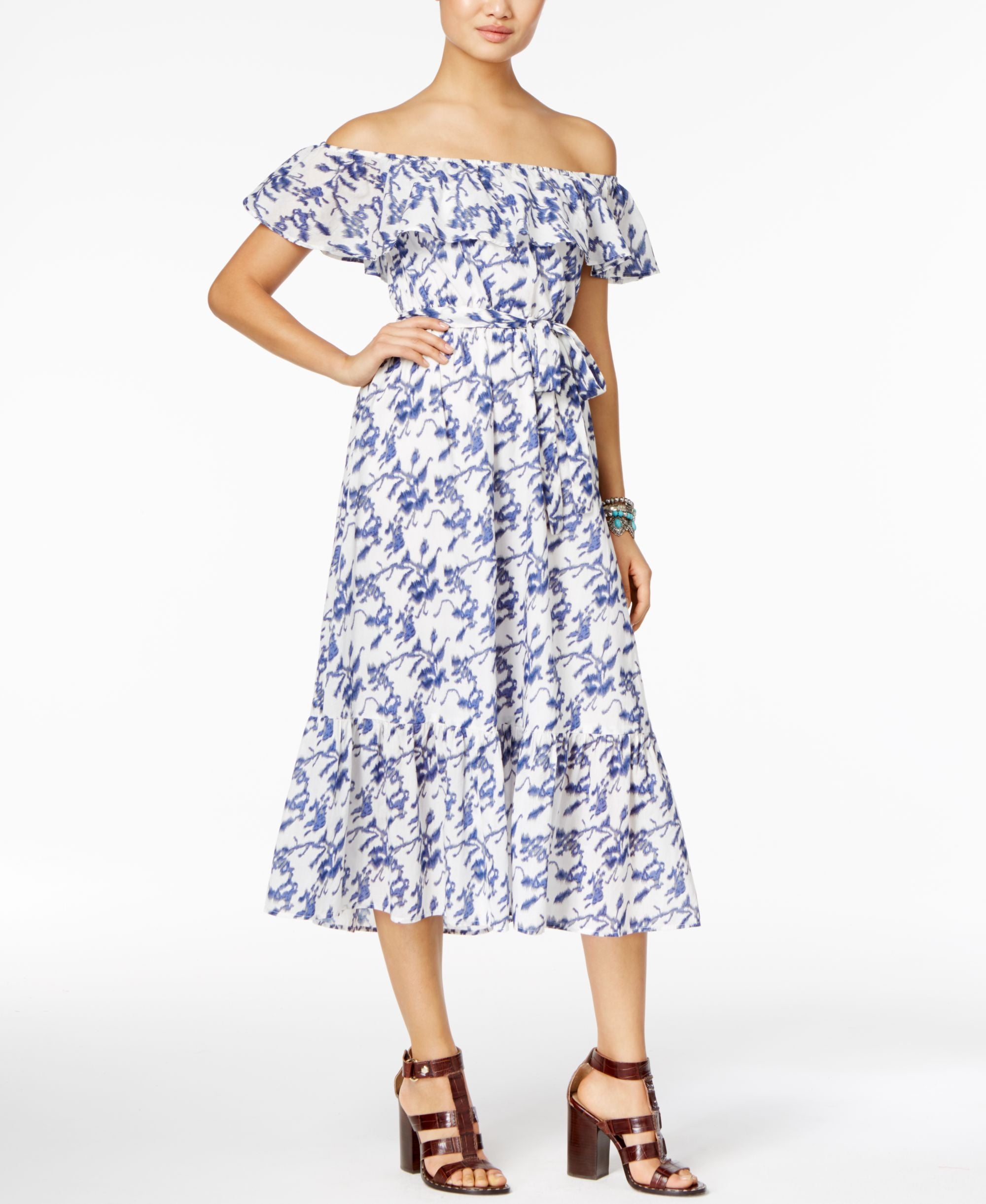 Olivia & Grace Cotton Off-The-Shoulder Midi Dress