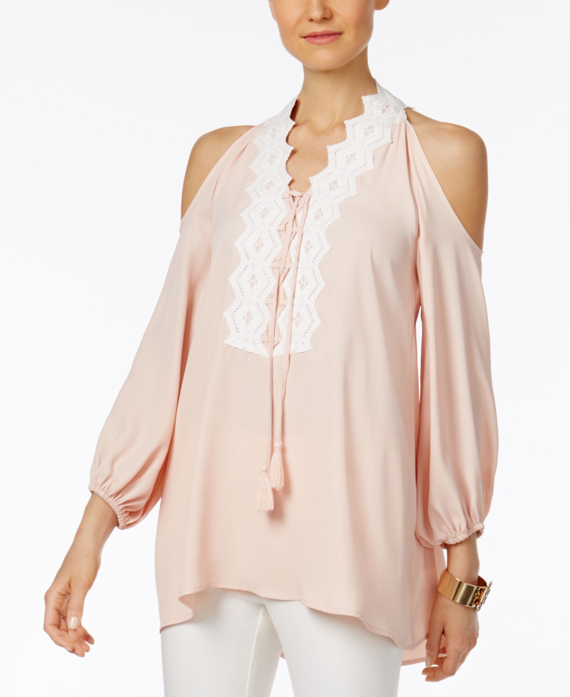 Love Scarlett Lace Trim Cold Shoulder Top