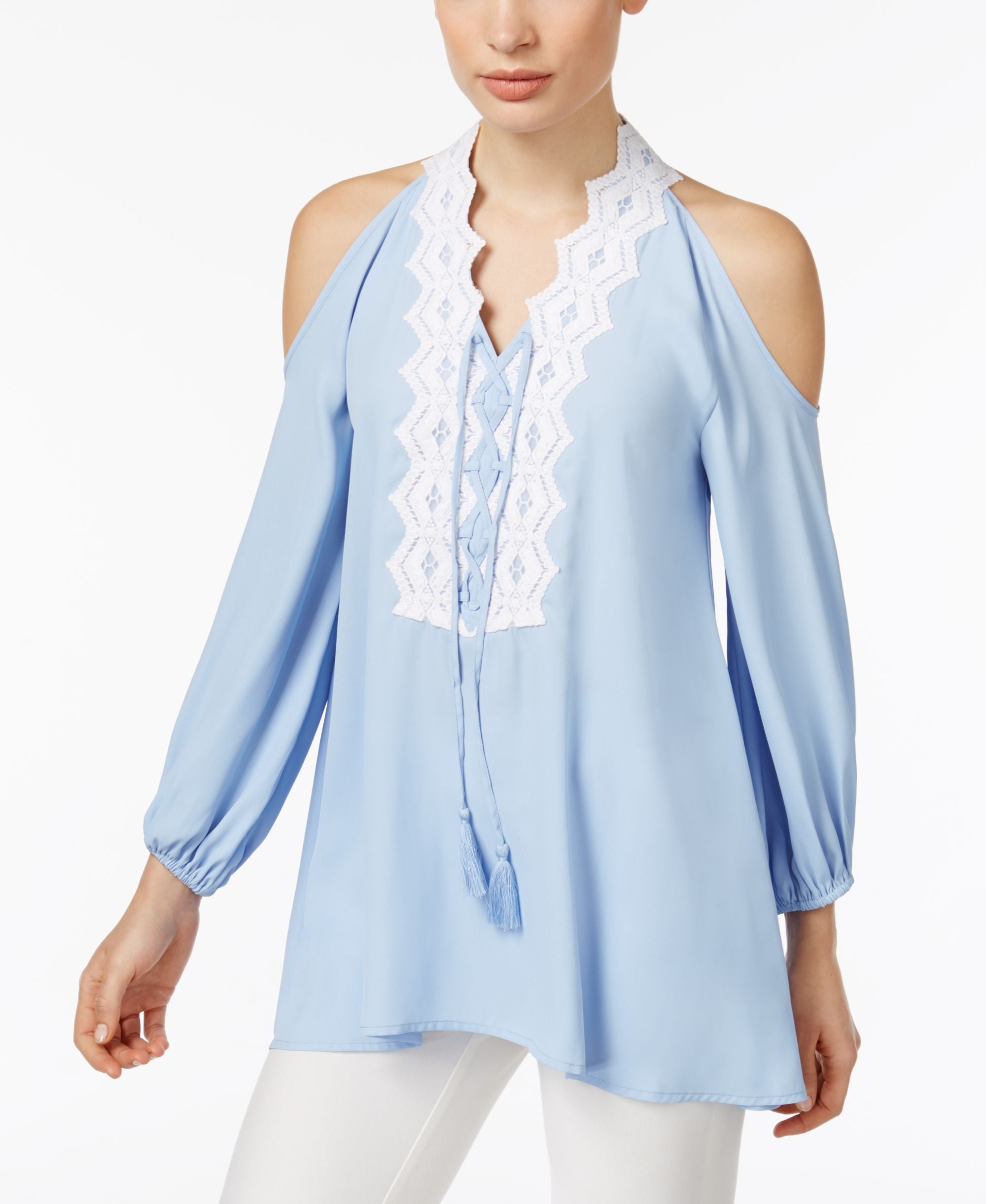 Love Scarlett Lace Trim Cold Shoulder Top