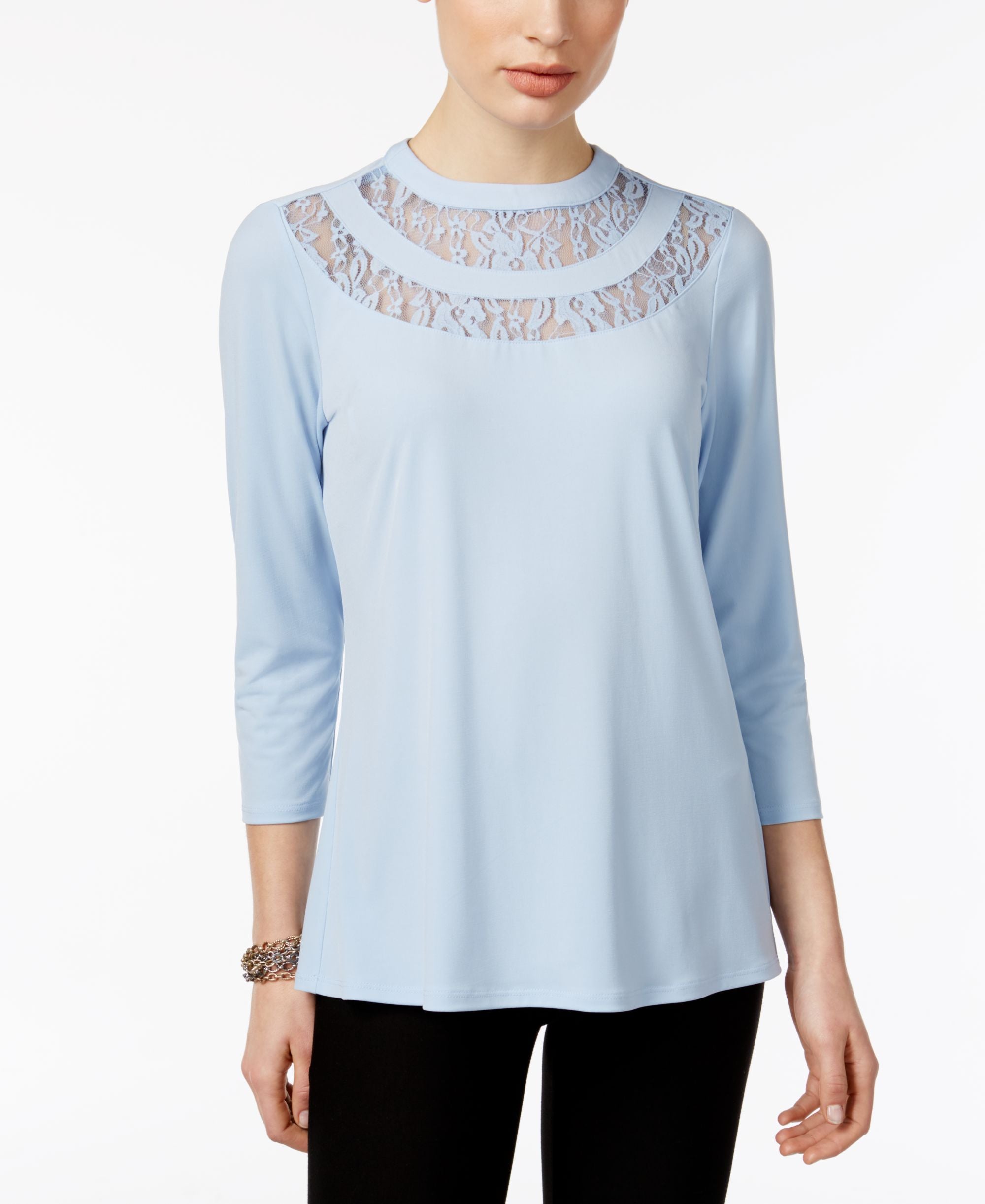Ny Collection Lace Trim Top