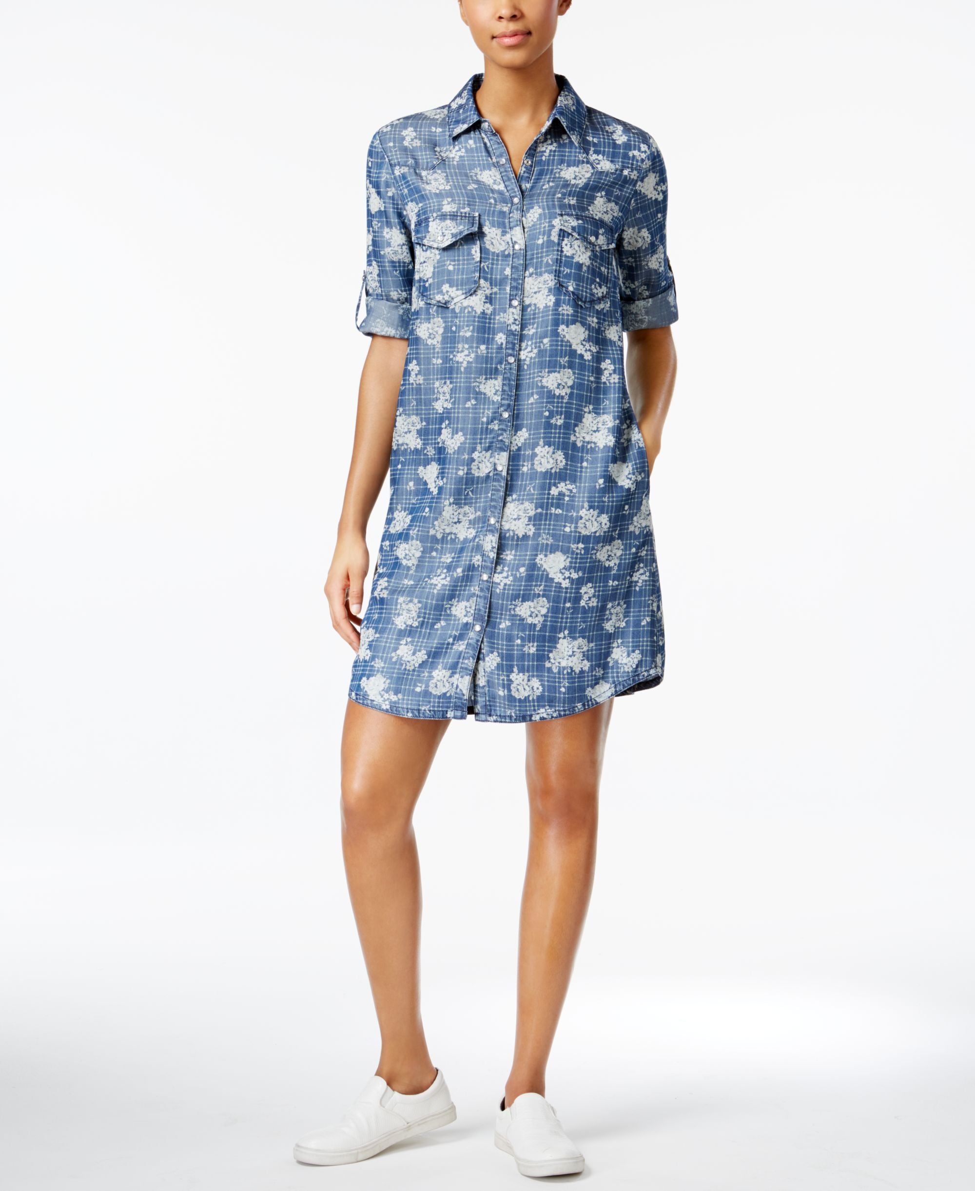 Kut From The Kloth Ruthy Printed Denim Shirtdress