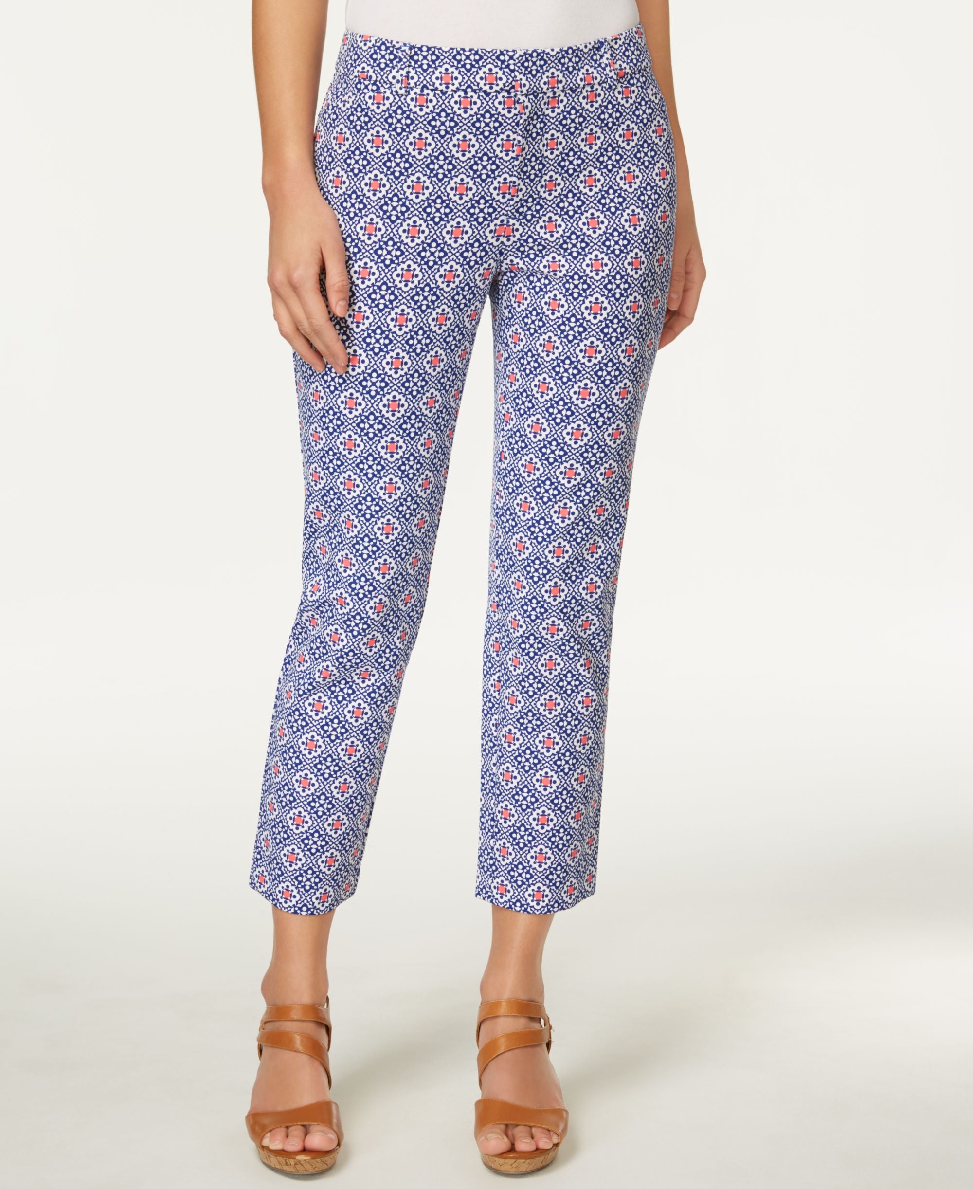 Charter Club Newport Print Slim Leg Cropped Pants