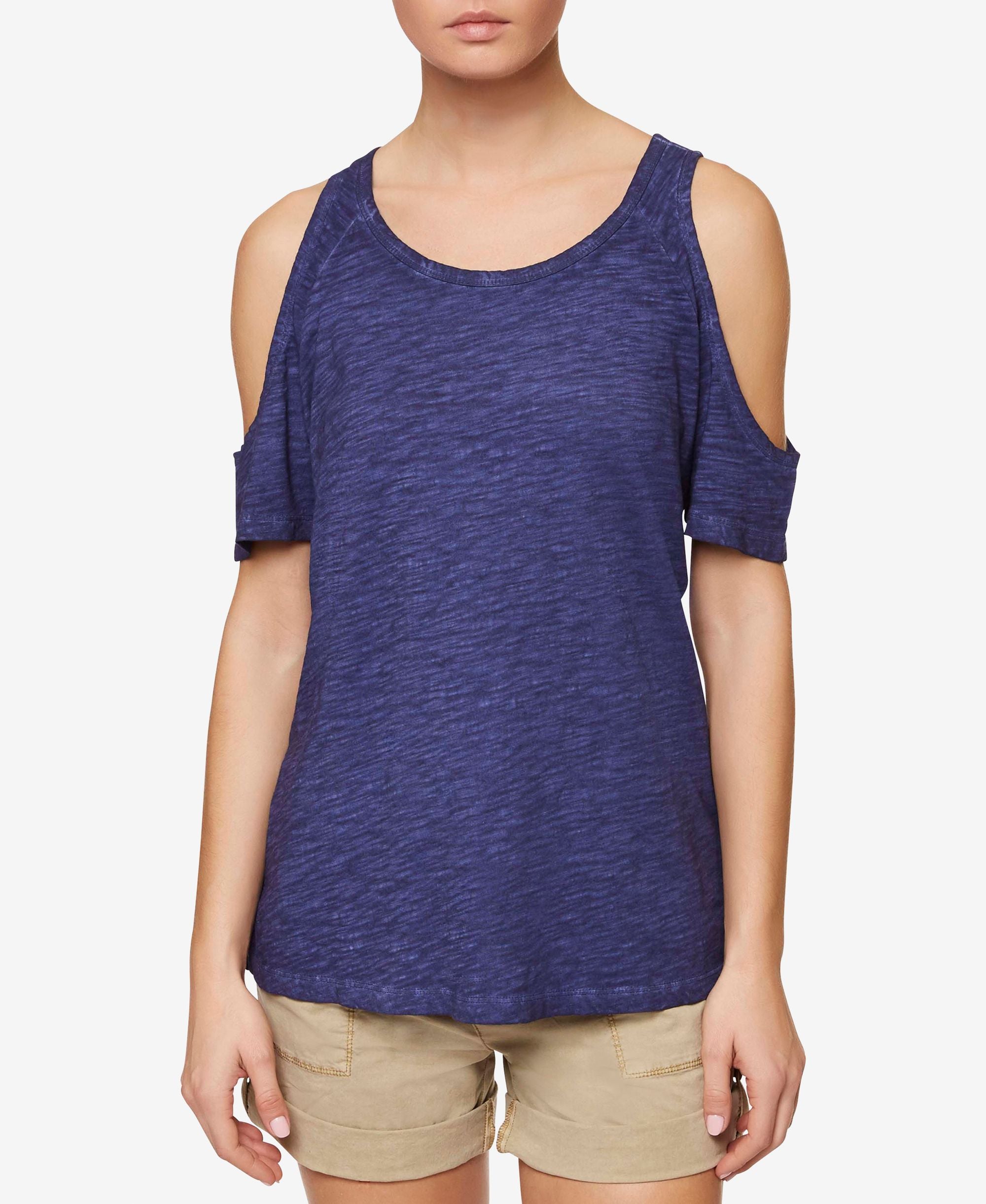 Heathered Cold-Shoulder Top