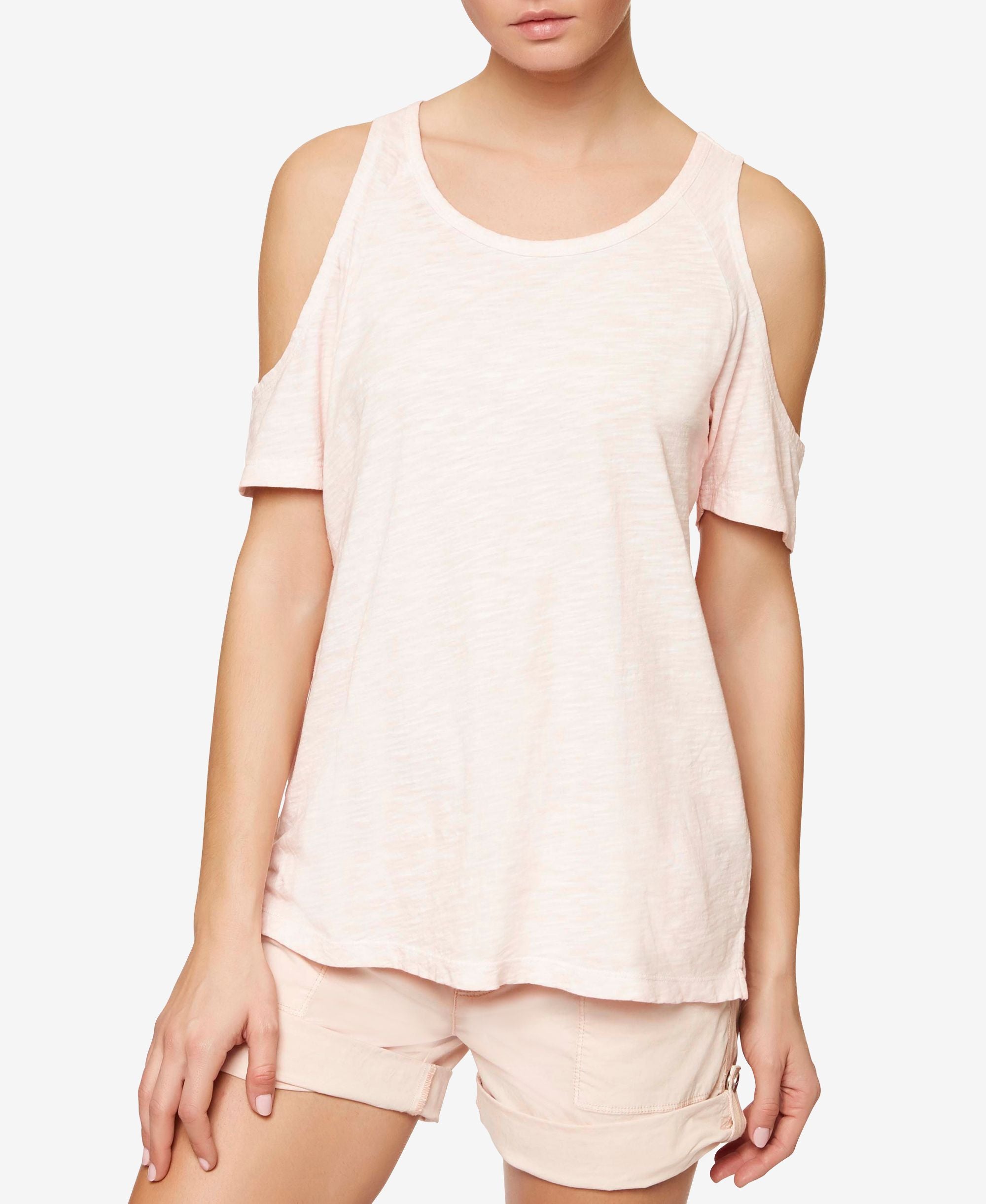 Heathered Cold-Shoulder Top