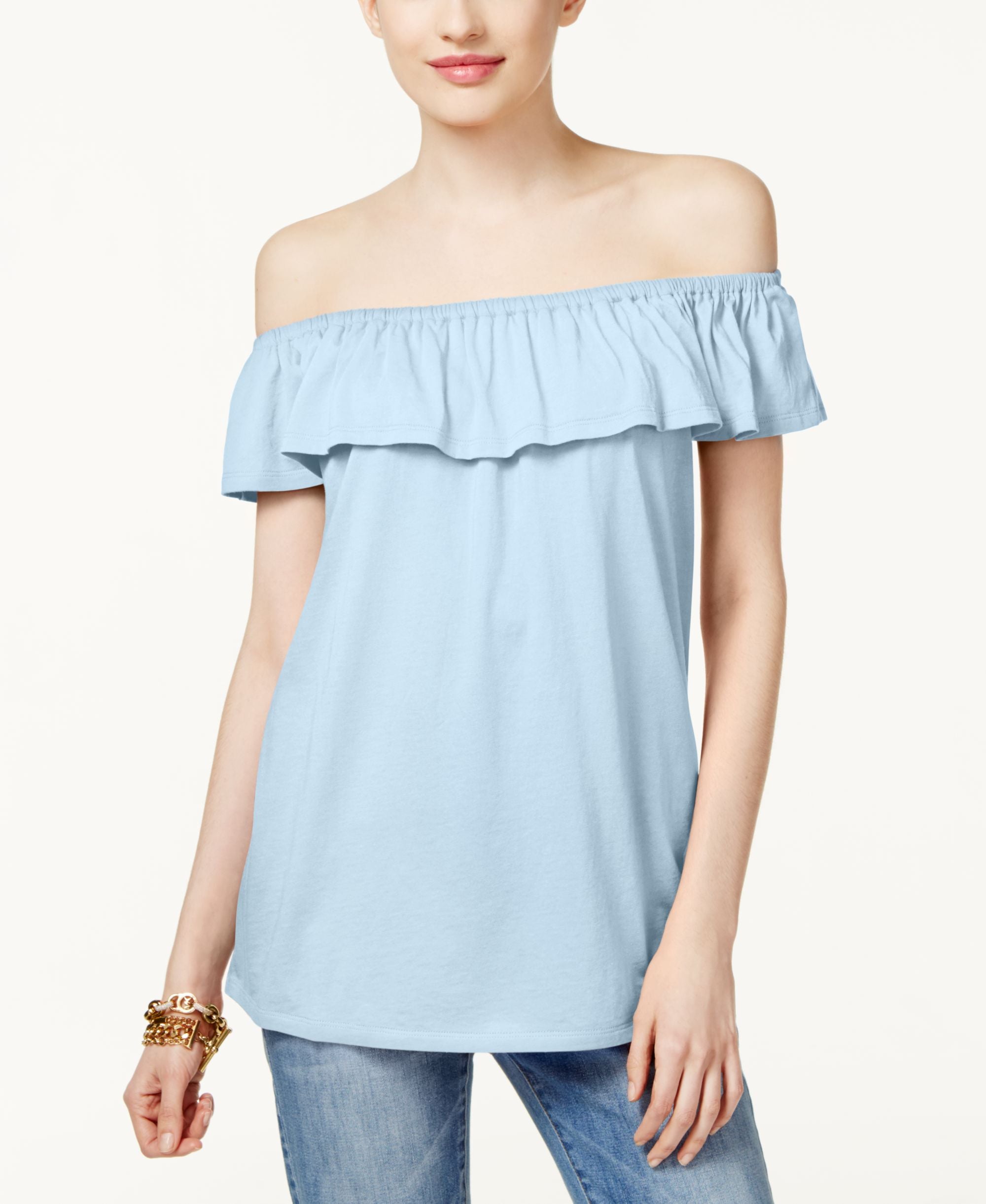 Michael Michael Kors Petite Flounce Off The Shoulder Top