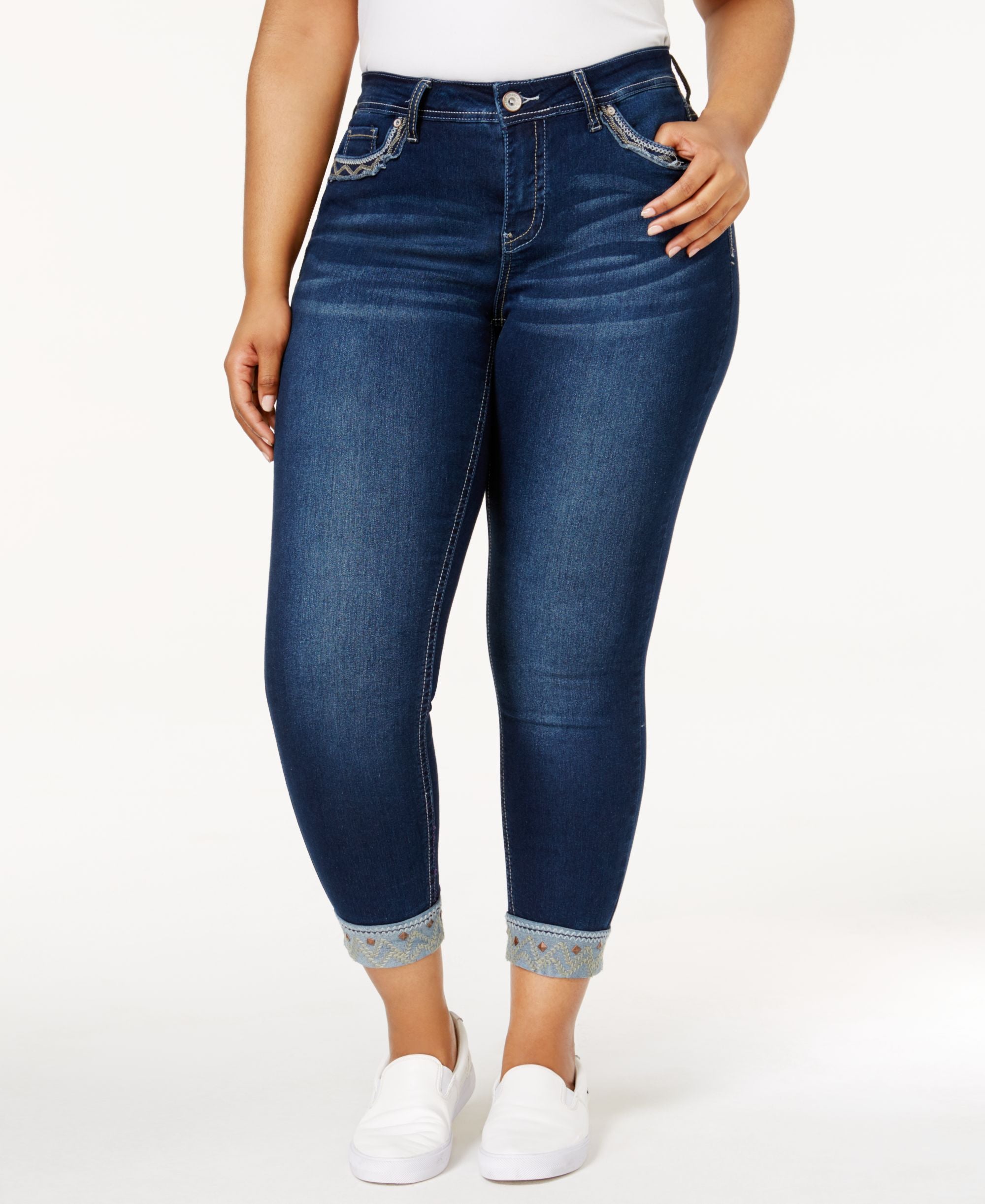 Hydraulic Trendy Plus Size Emma Embroidered Samoa Wash Skinny Jeans