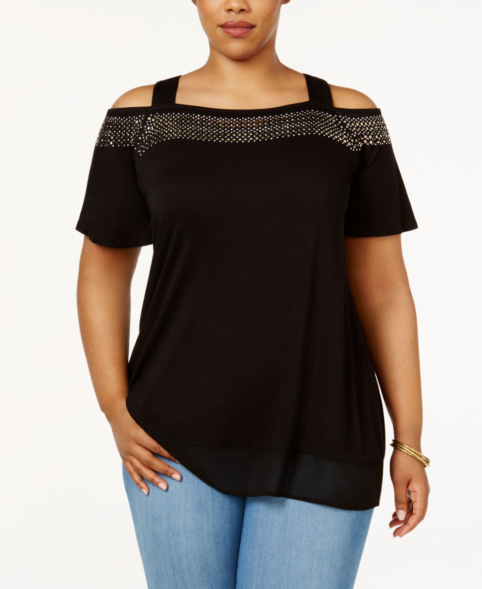 Belldini Plus Size Cold Shoulder Top