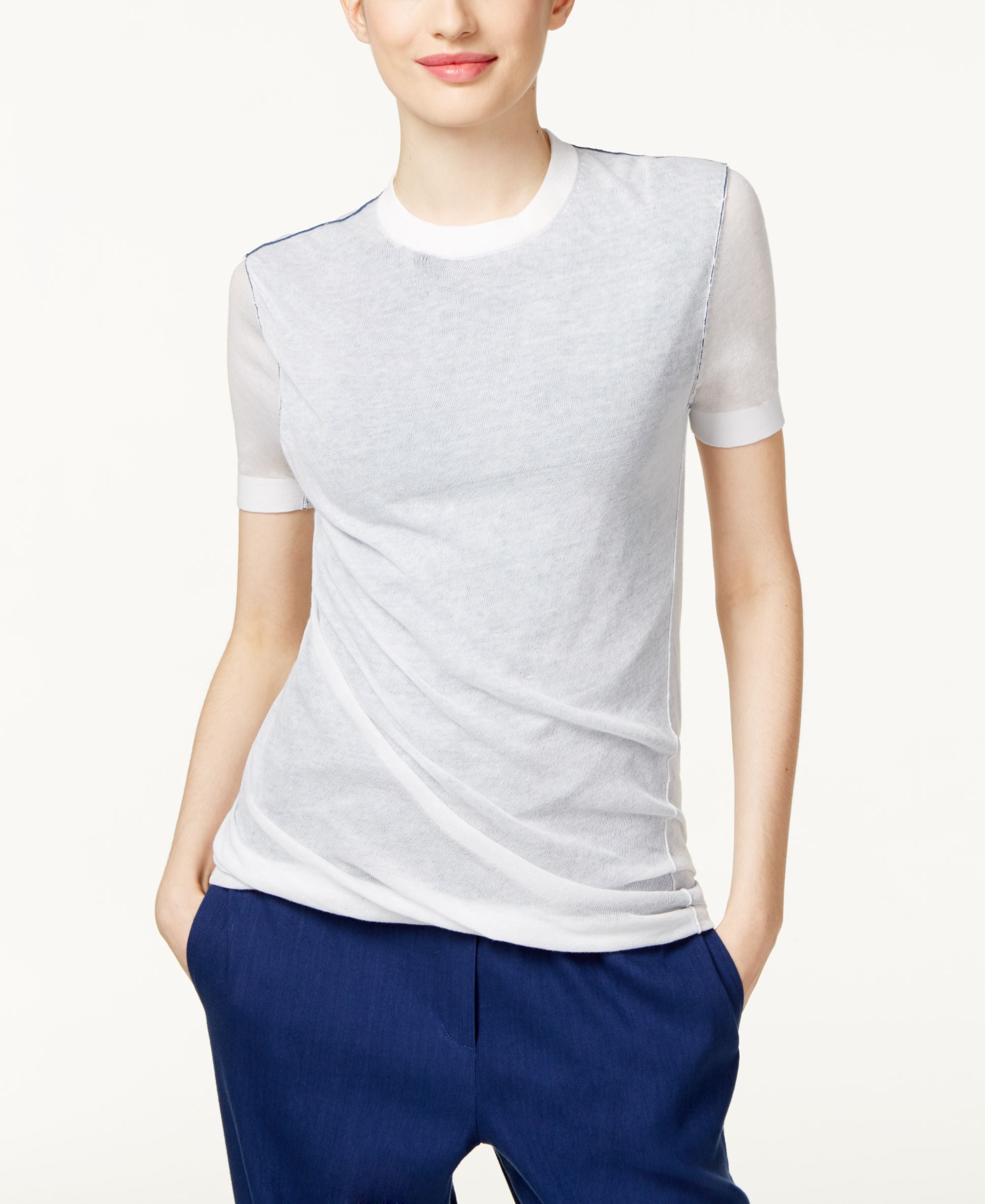 DKNY Cotton Ruched Sweater