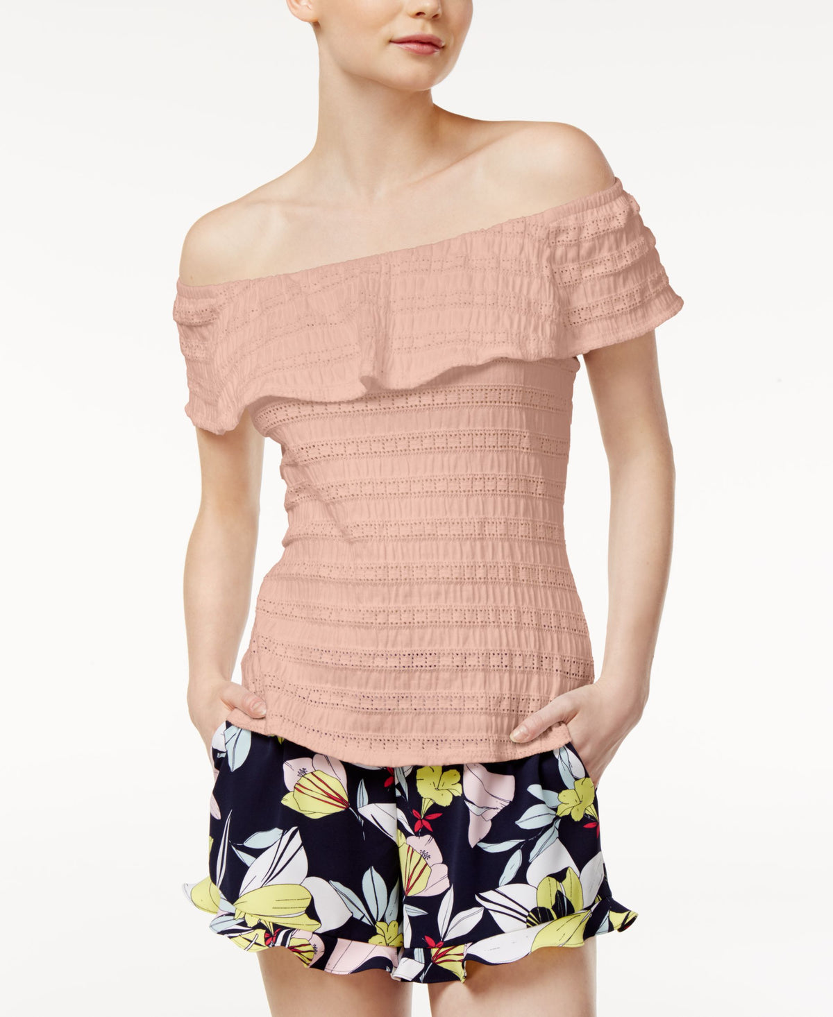 Maison Jules Off The Shoulder Flounce Top
