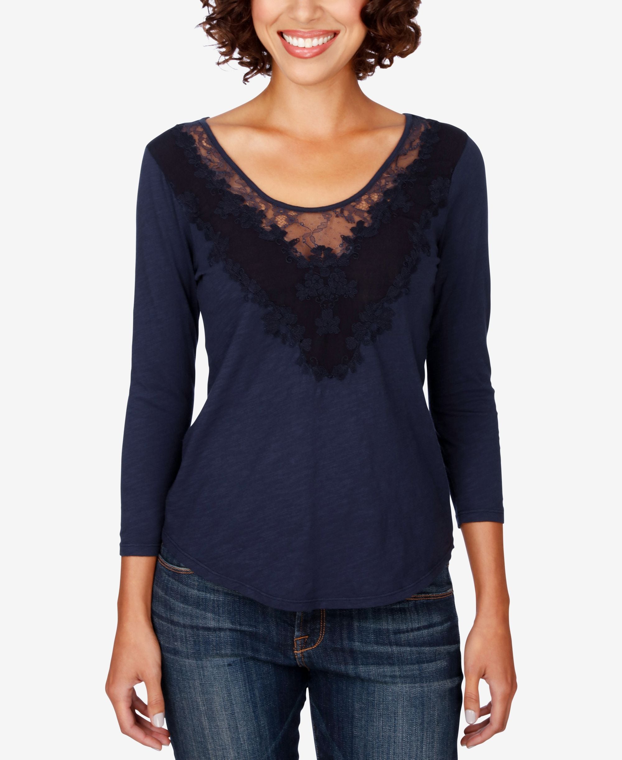 Lucky Brand Lace Applique Top