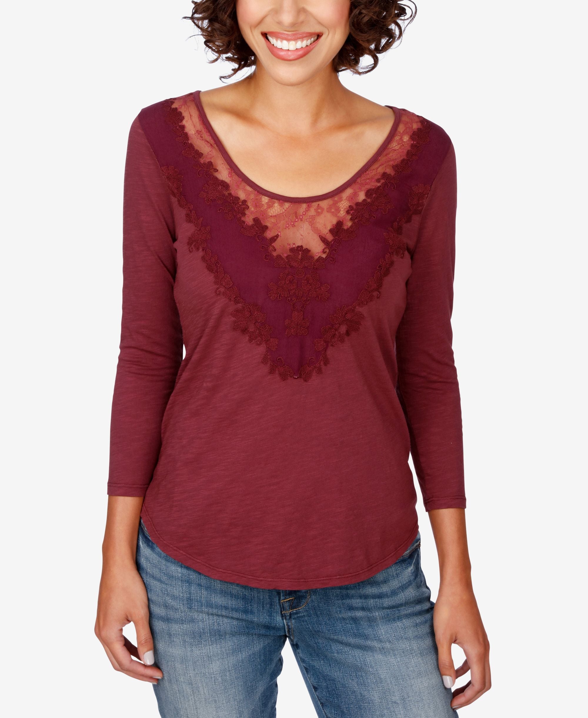 Lucky Brand Lace Applique Top